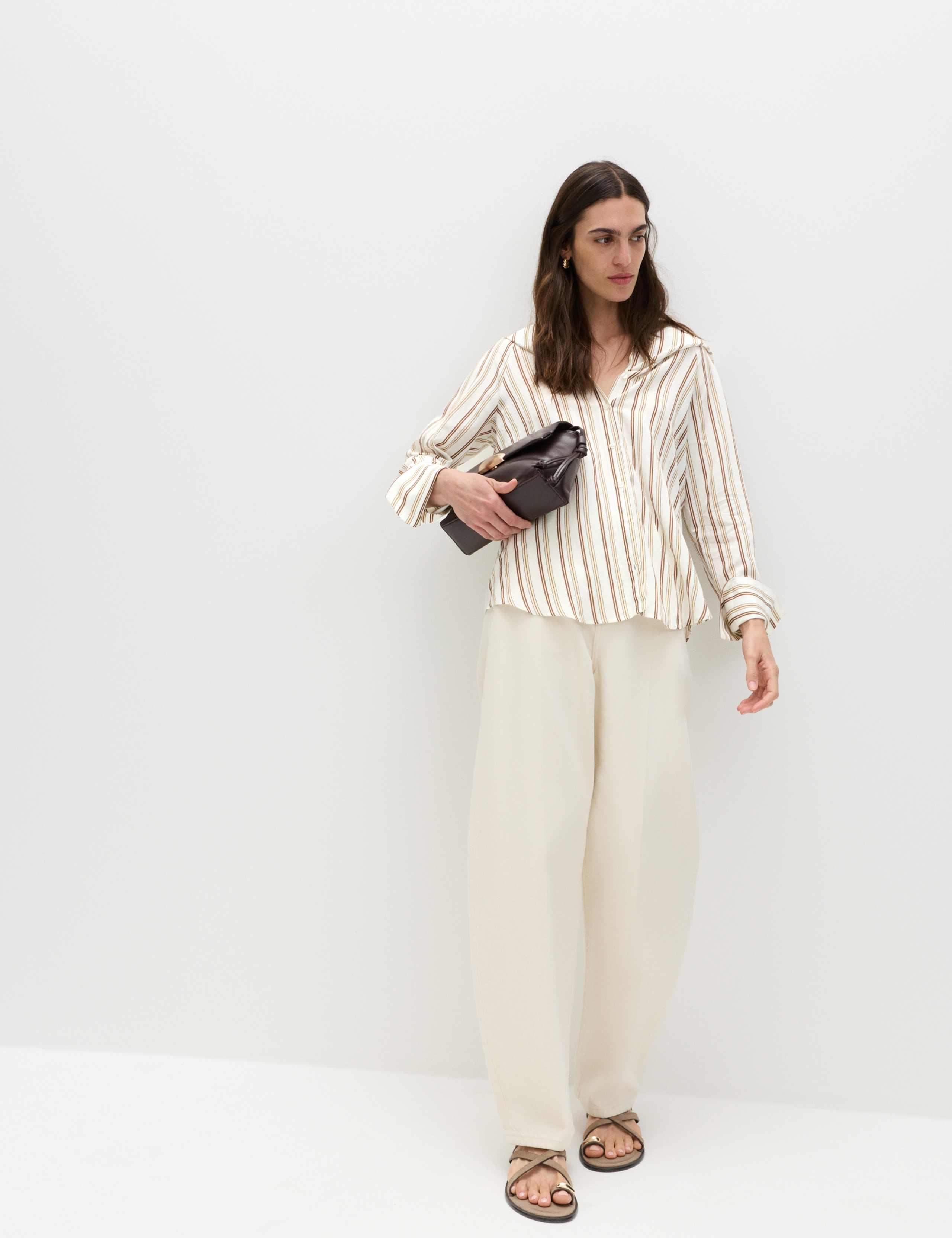 Striped Scarf Neck Detail Shirt 4 of 6