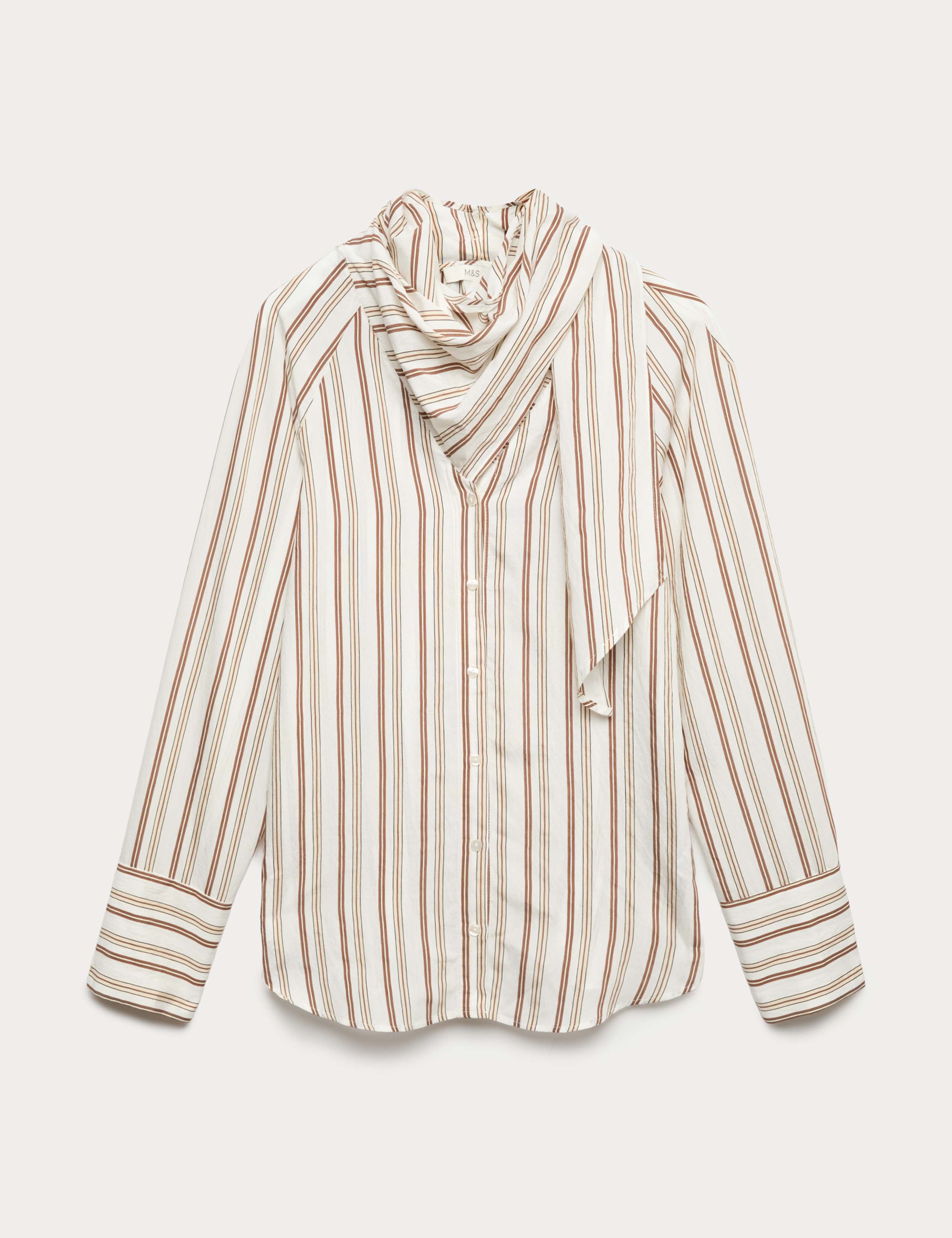 Striped Scarf Neck Detail Shirt 2 of 6