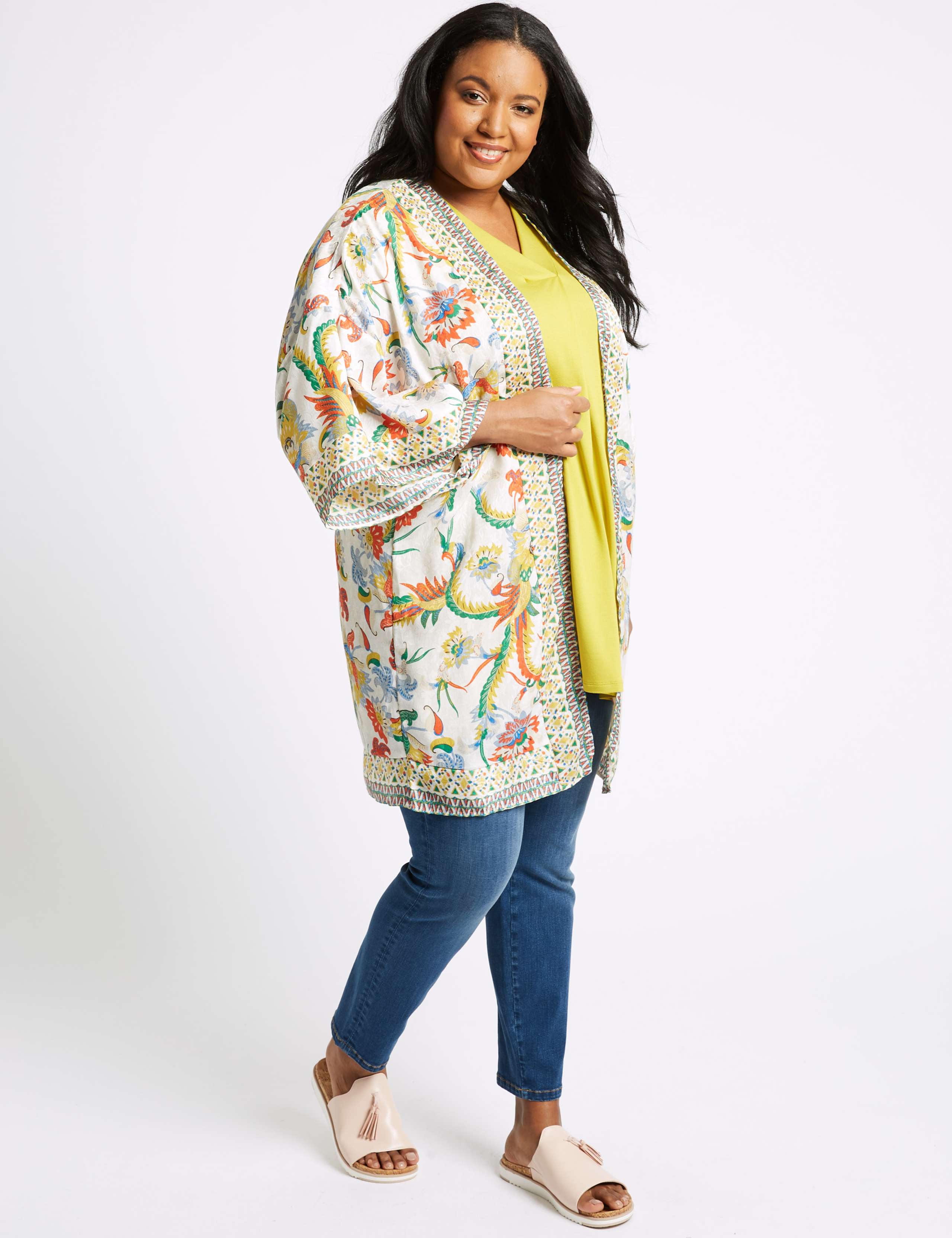 CURVE Printed 3/4 Sleeve Kimono 1 of 4