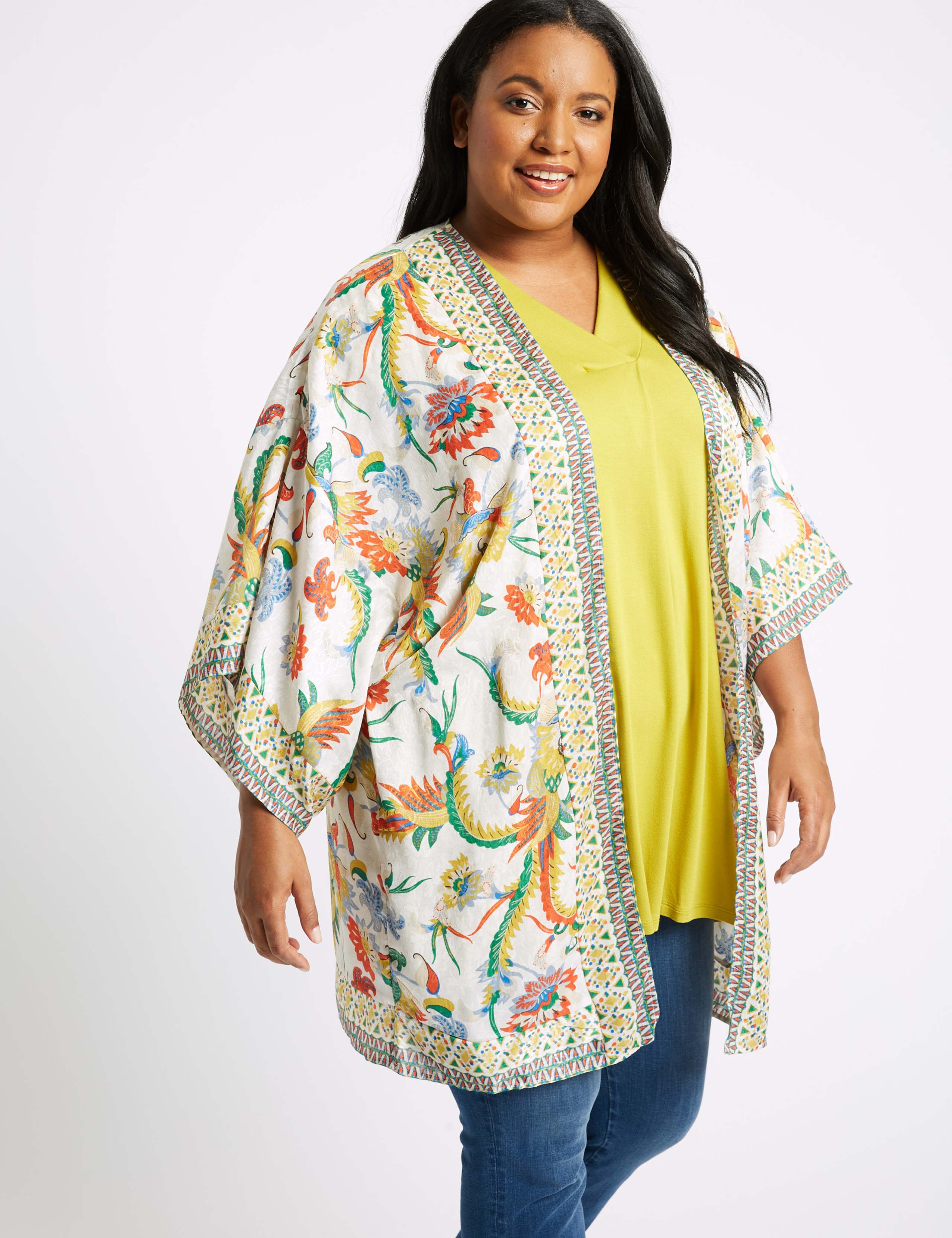 CURVE Printed 3/4 Sleeve Kimono 3 of 4