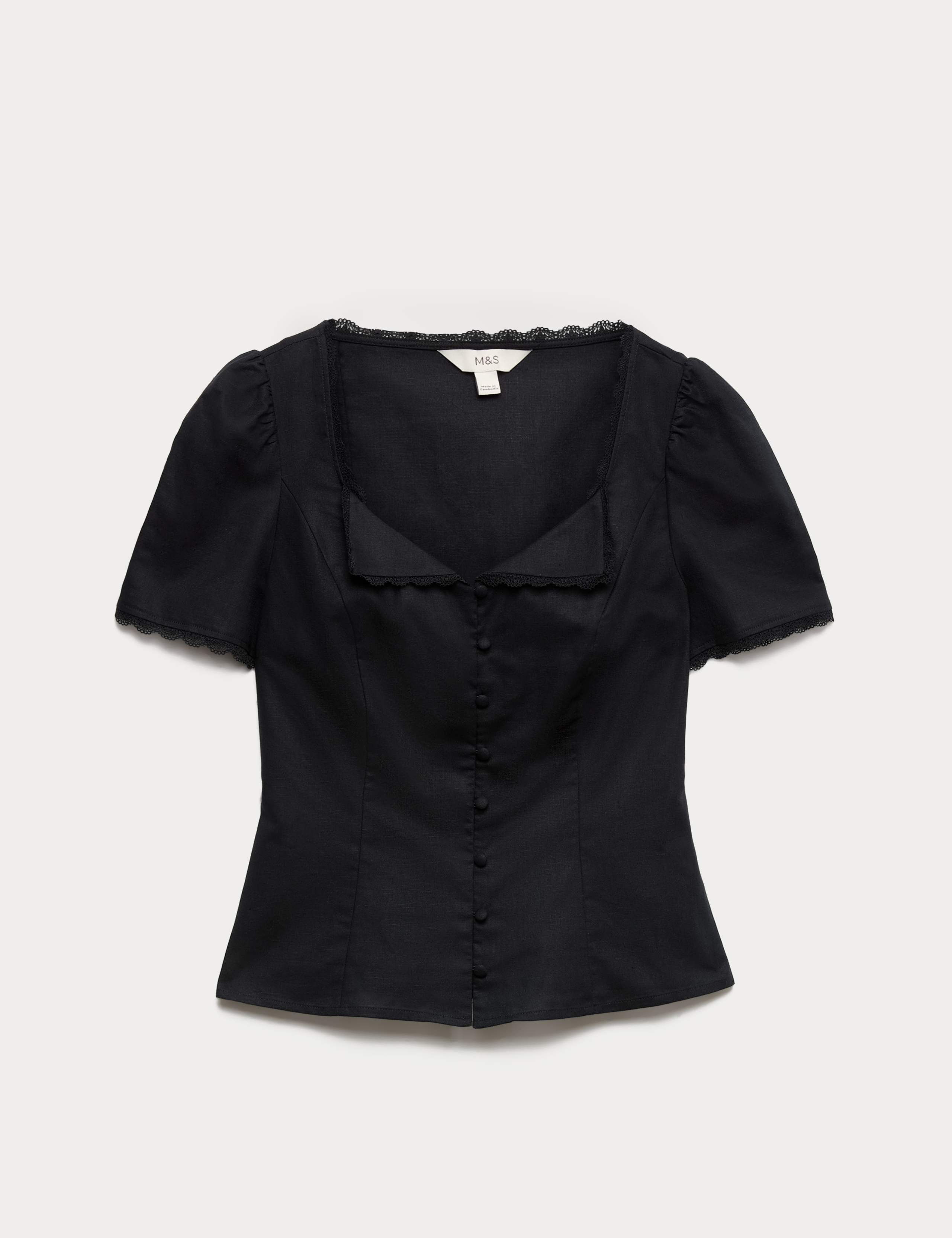 Cotton Blend Lace Detail Waisted Top 2 of 5