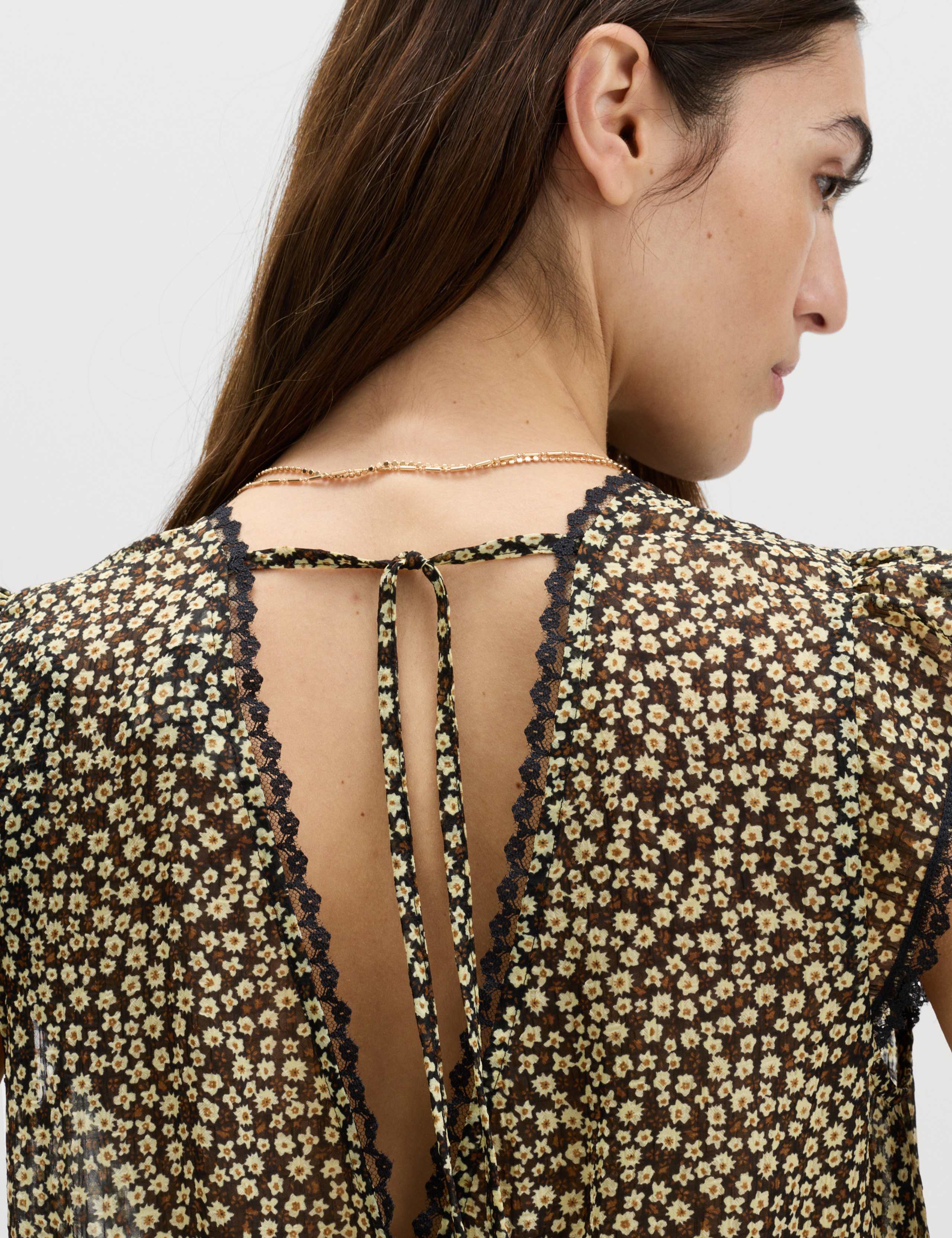 Ditsy Floral V-Neck Ruffle Top 3 of 5