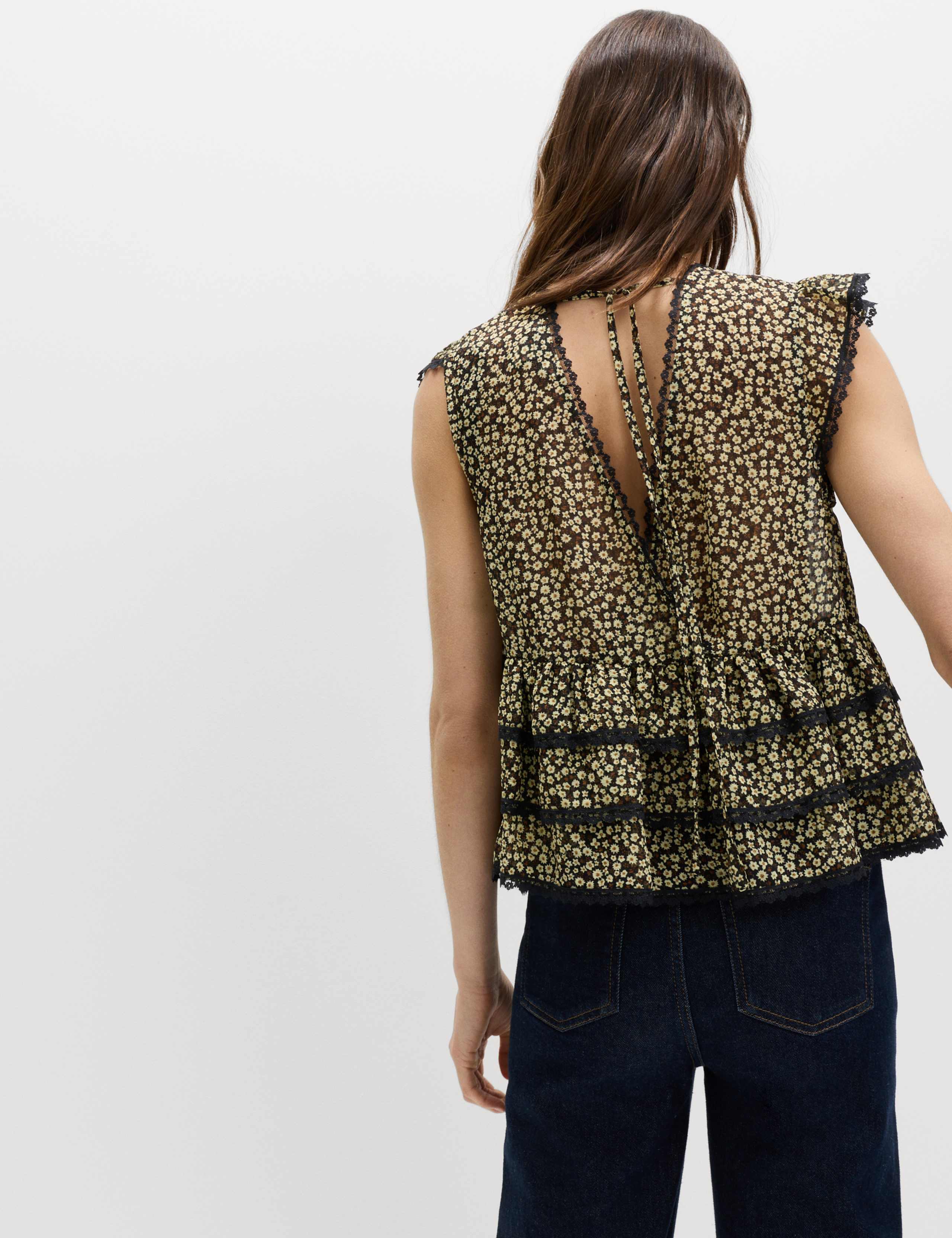 Ditsy Floral V-Neck Ruffle Top 5 of 5