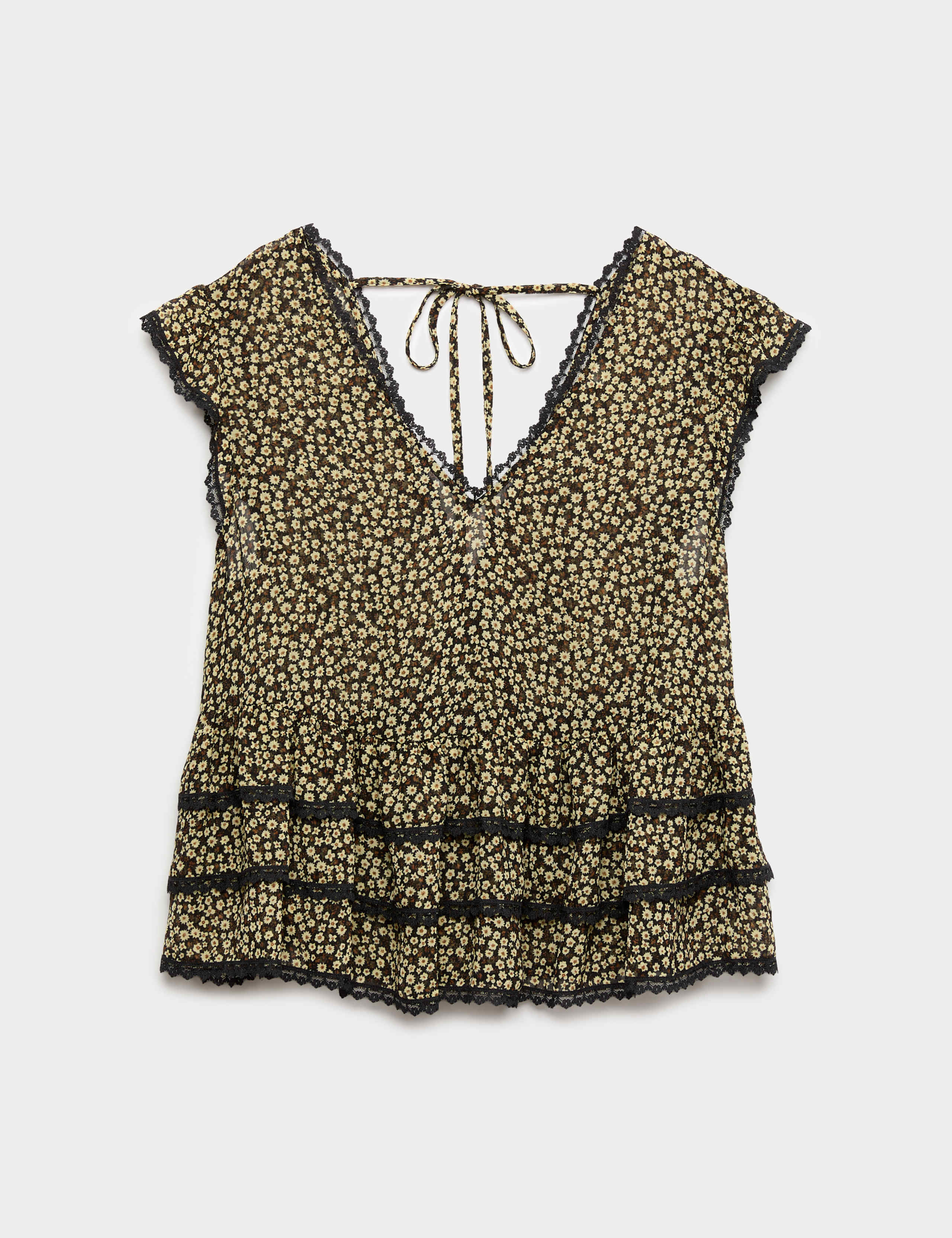 Ditsy Floral V-Neck Ruffle Top 2 of 5