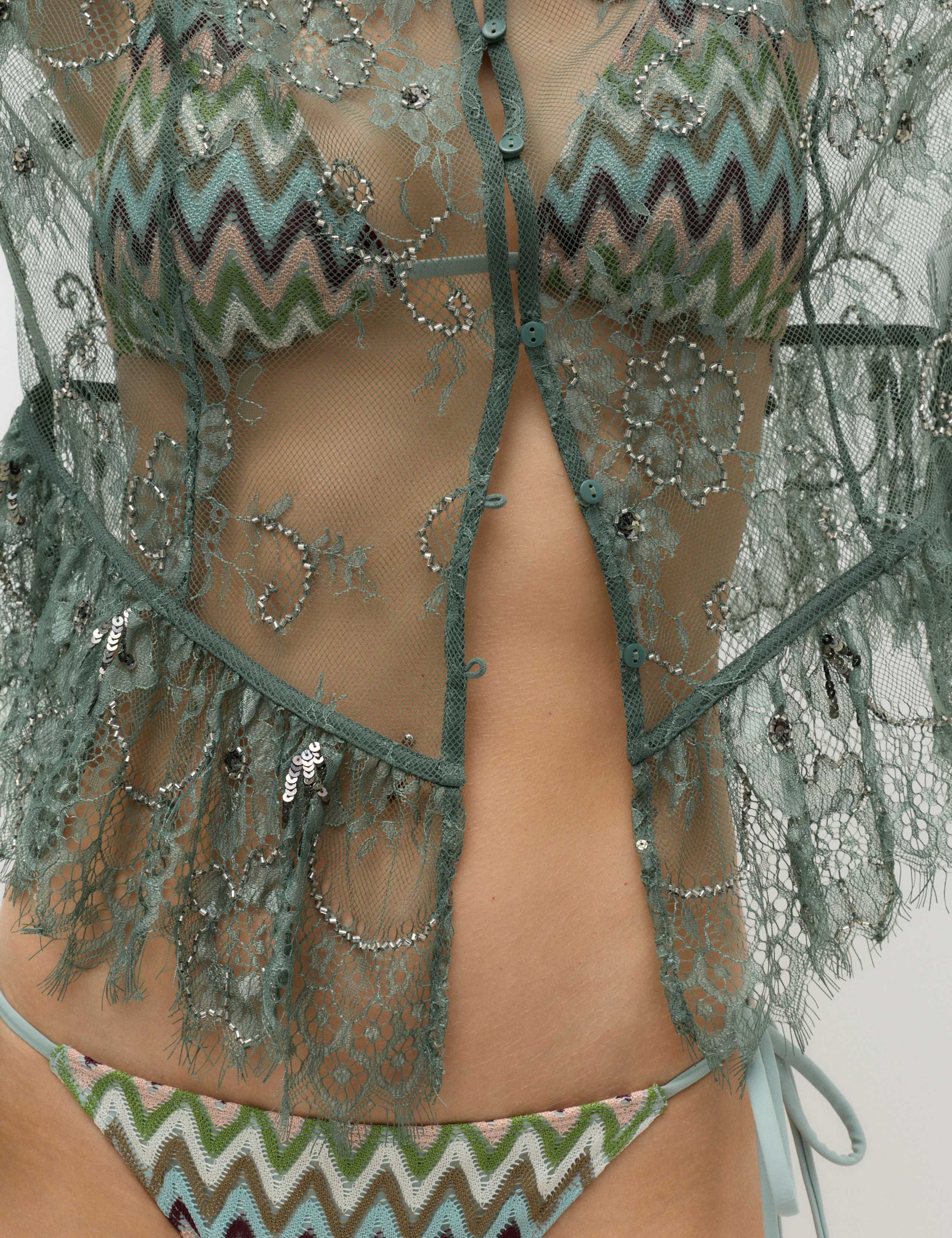 Embellished Lace Button Through Top 6 of 8