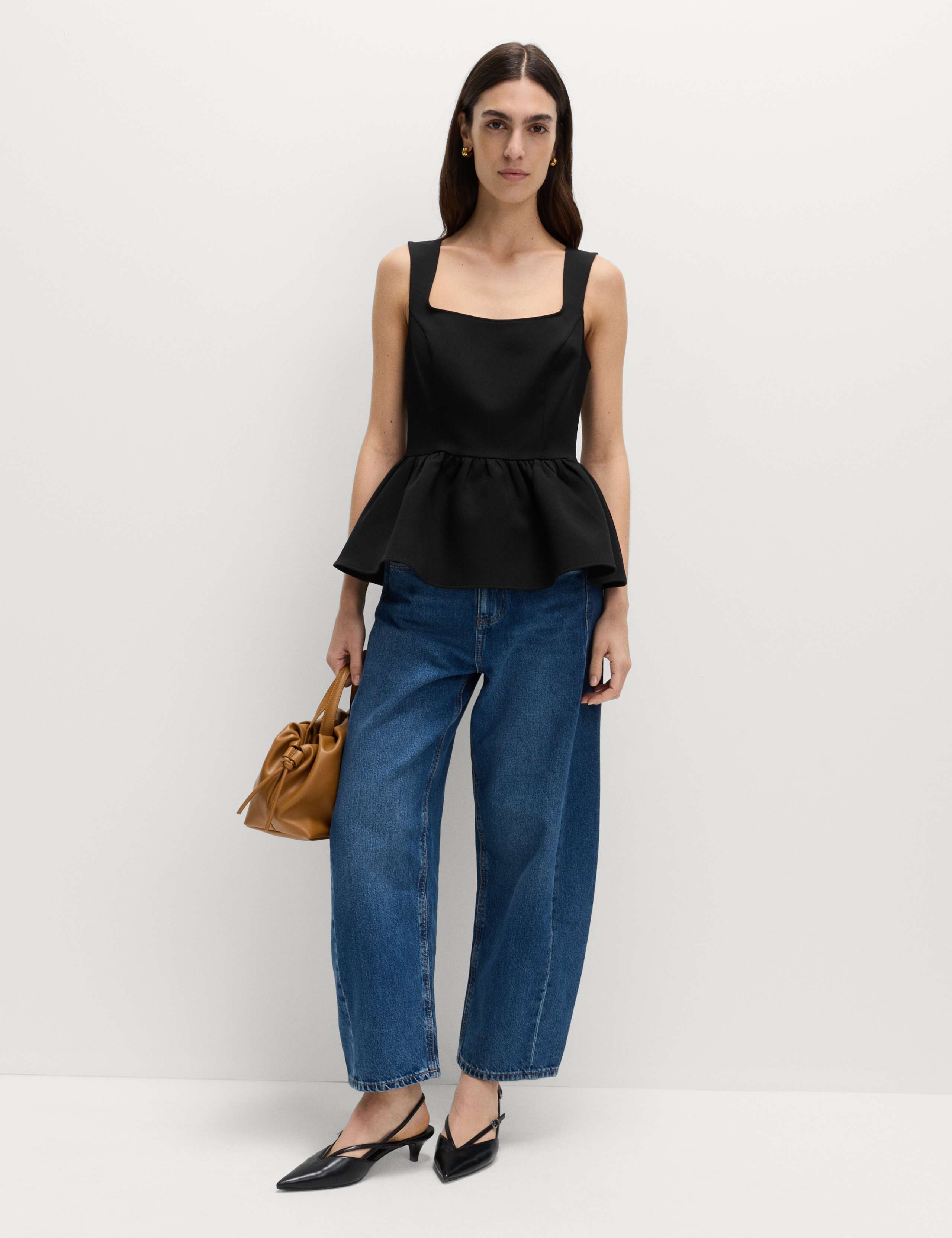 Square Neck Peplum Top 1 of 5