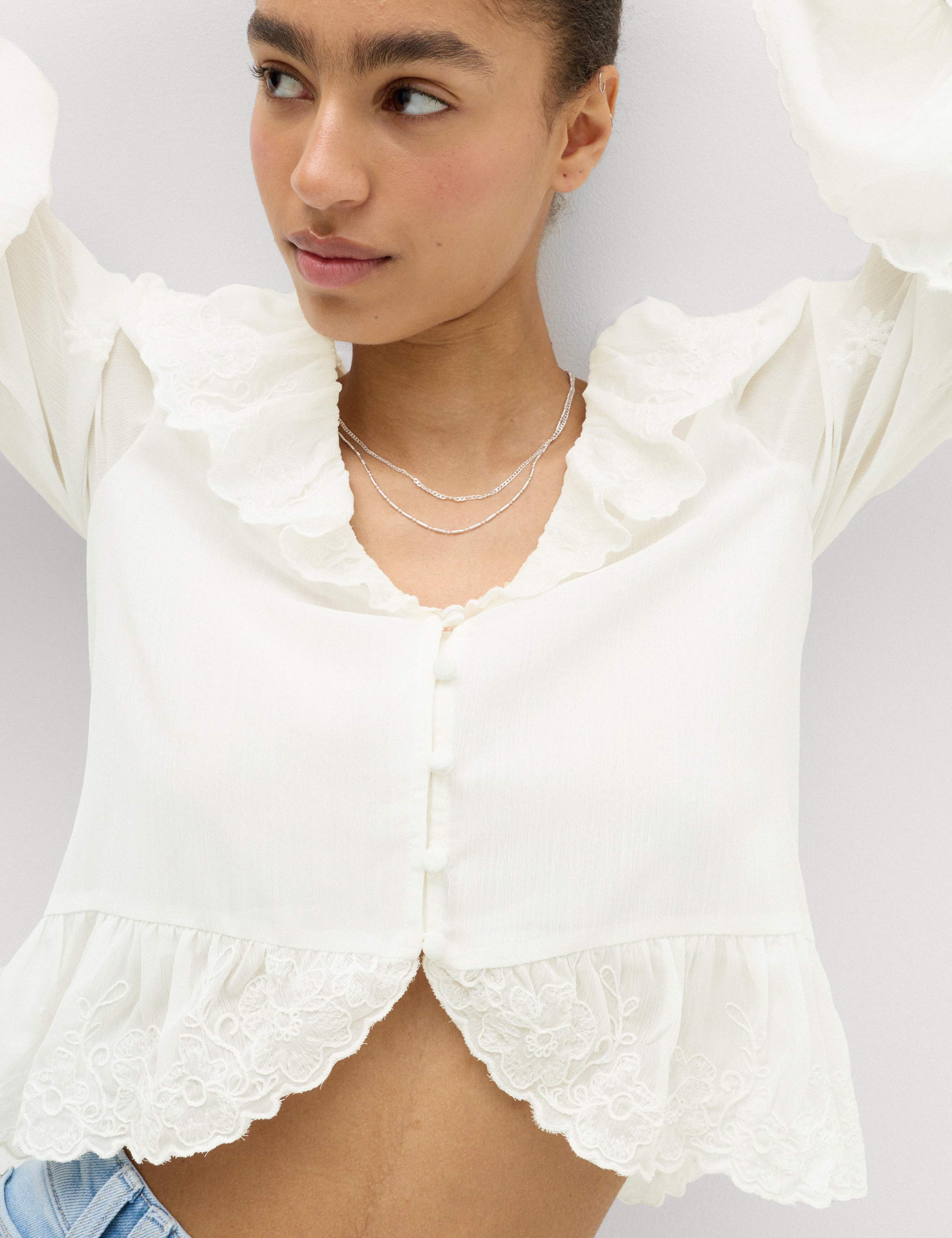 Frill Detail Embroidered Blouse 6 of 6