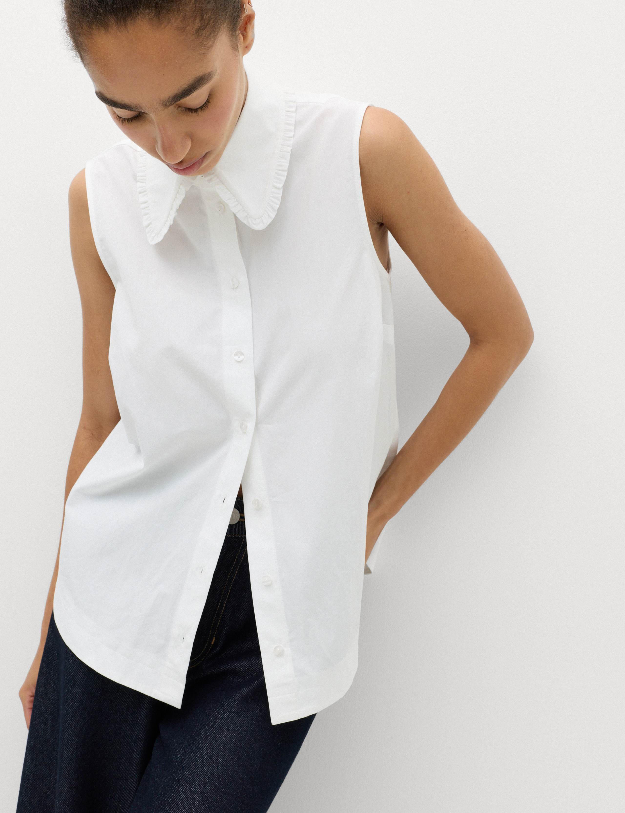 Pure Cotton Frill Collar Detail Shirt 1 of 6