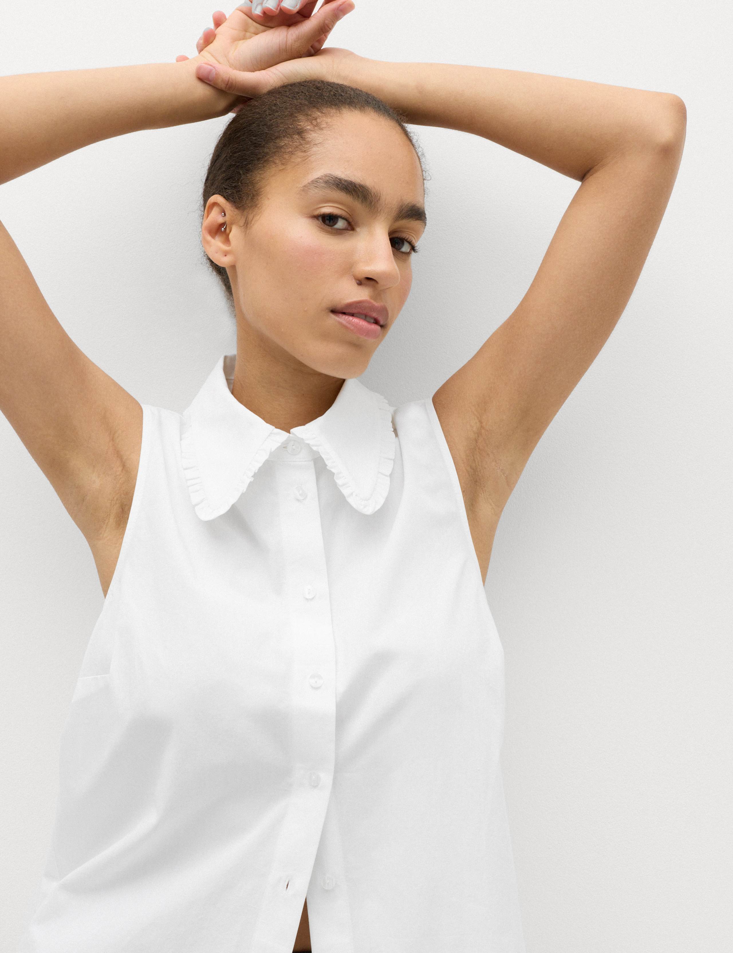 Pure Cotton Frill Collar Detail Shirt 3 of 6