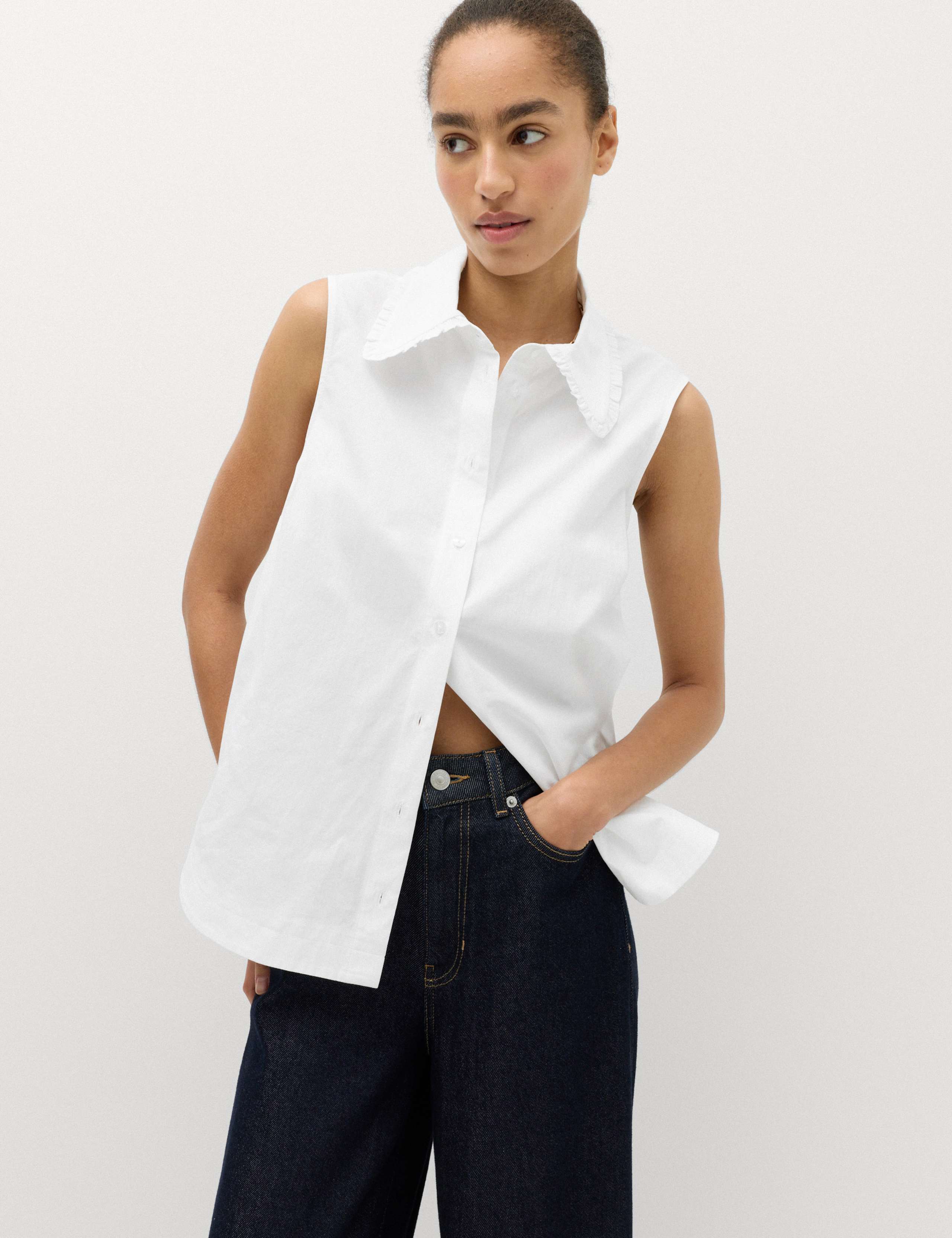 Pure Cotton Frill Collar Detail Shirt 6 of 6