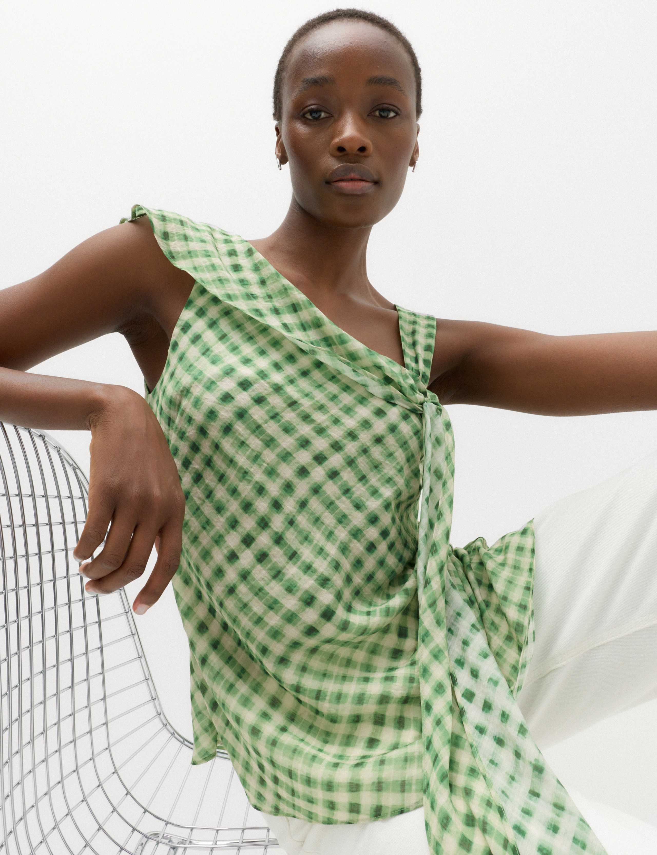 Checked Asymmetric Top | M&S IE