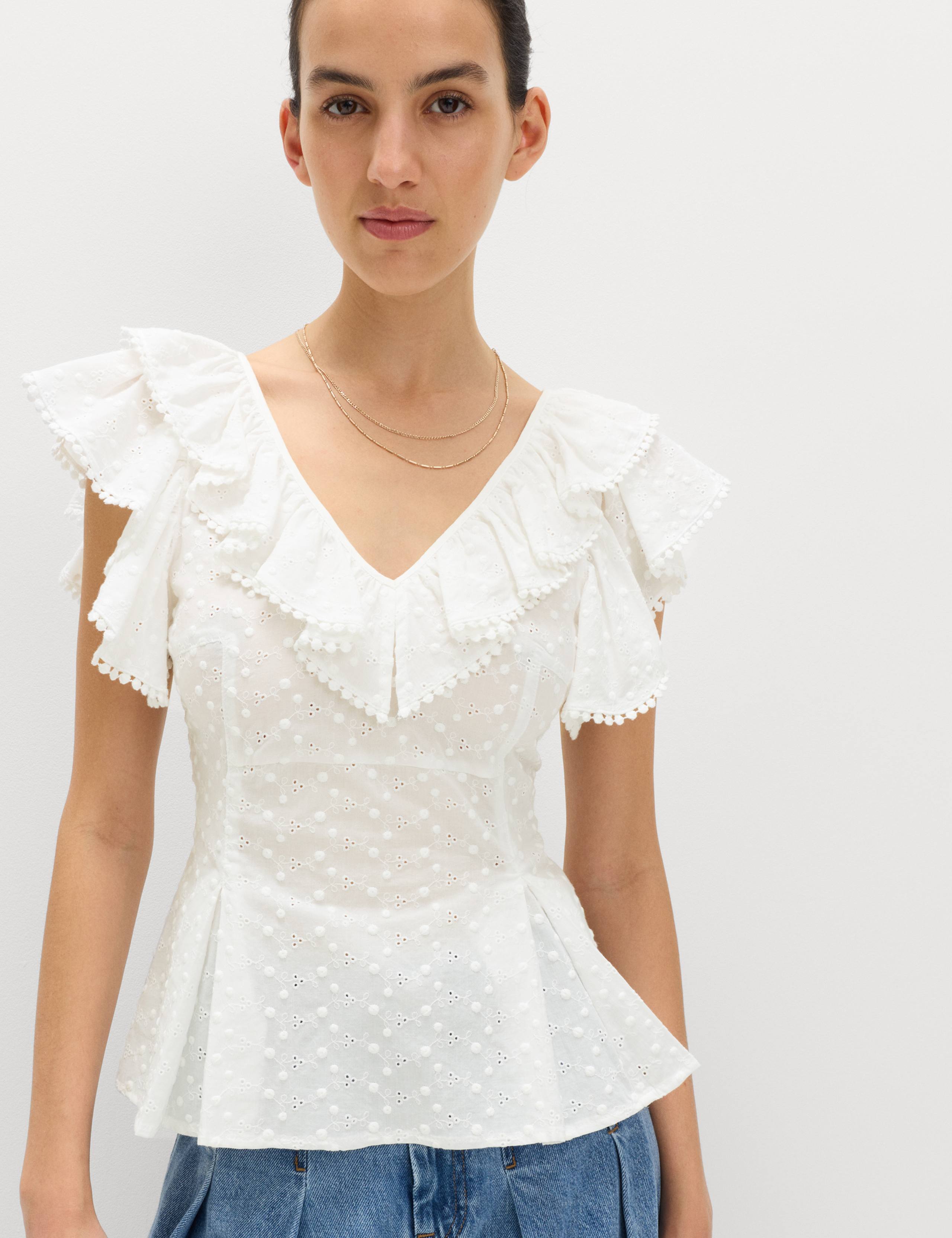 Embroidered Frill Detail Top 3 of 7