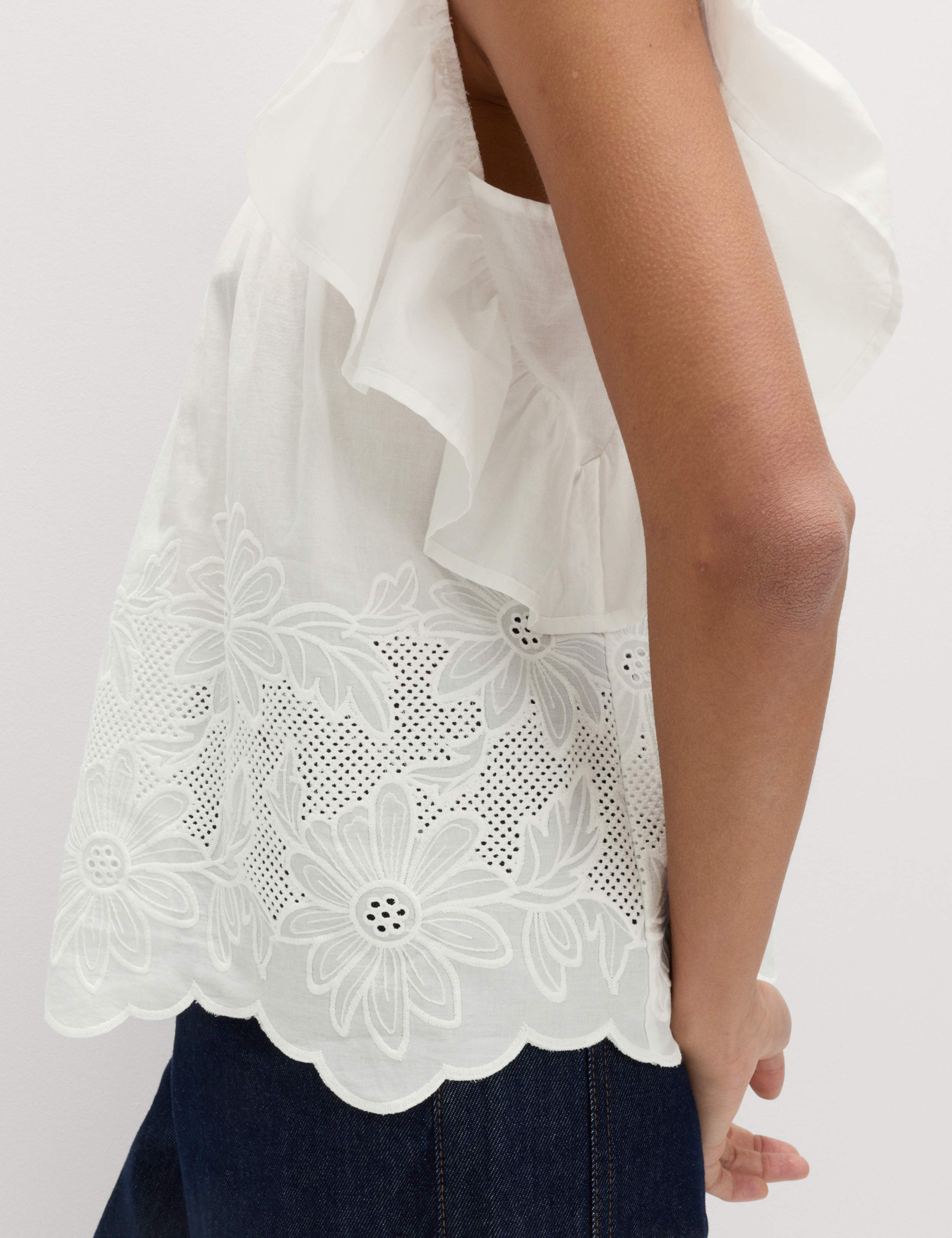 Pure Cotton Pintuck Embroidered Top 3 of 7