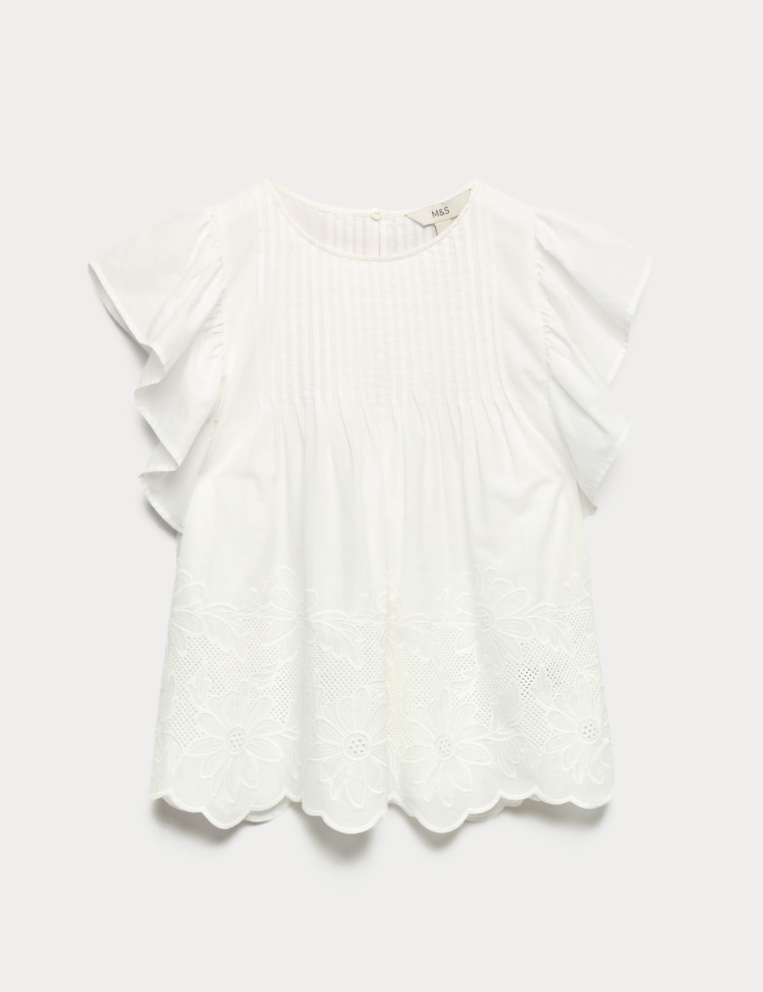 Pure Cotton Pintuck Embroidered Top 2 of 7