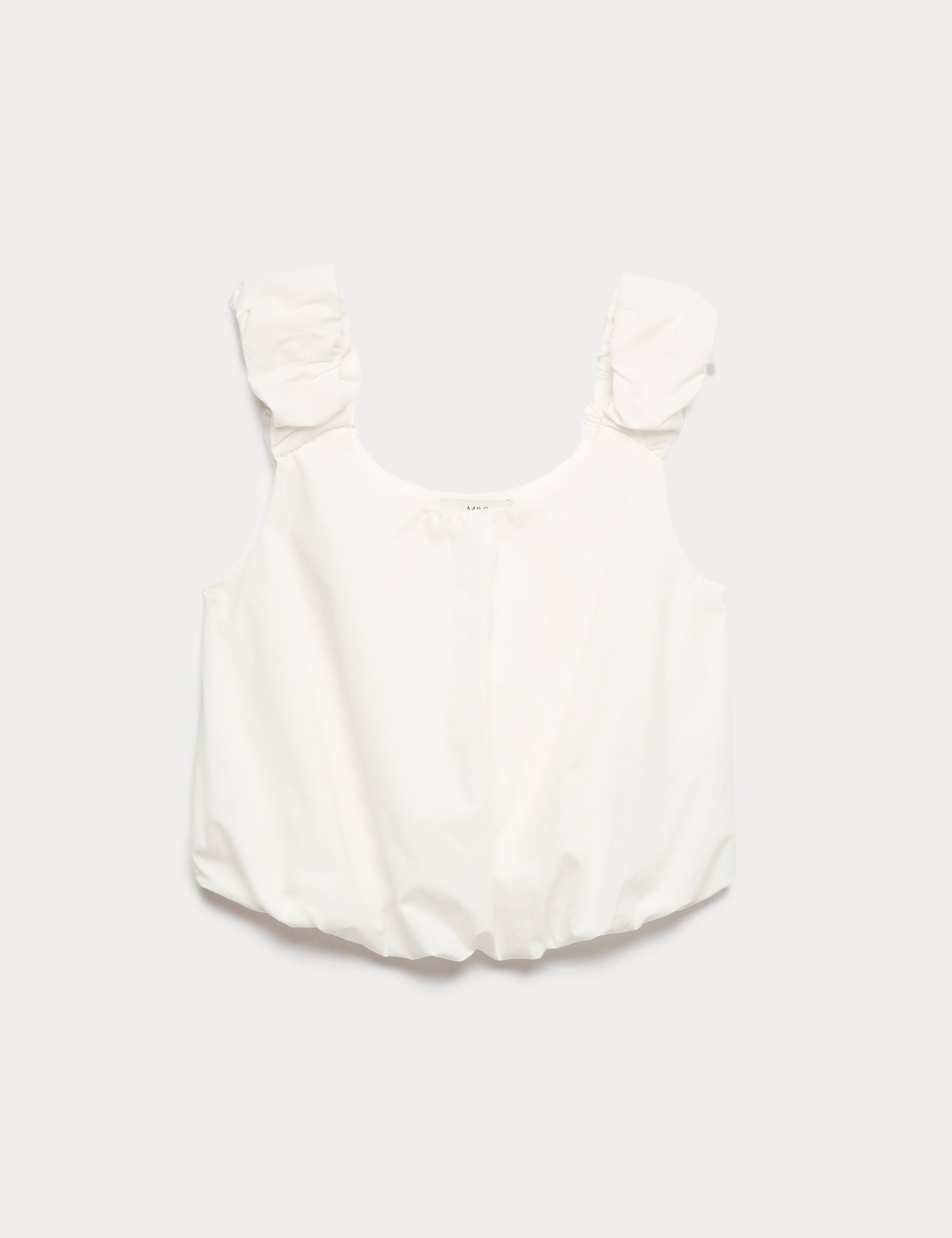 Pure Cotton Bubble Hem Puff Strap Top 2 of 6
