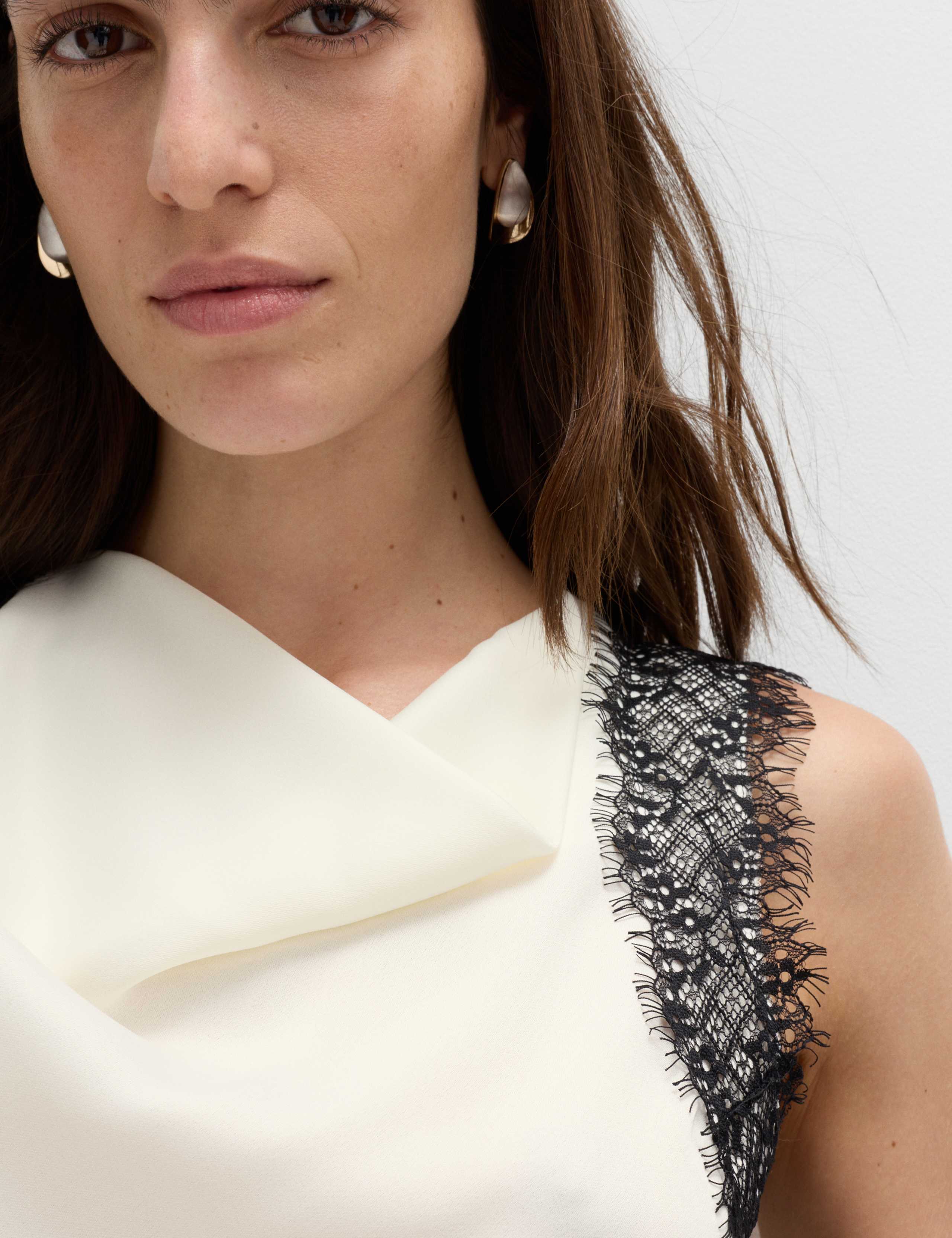 Asymmetric Lace Detail Top 3 of 5