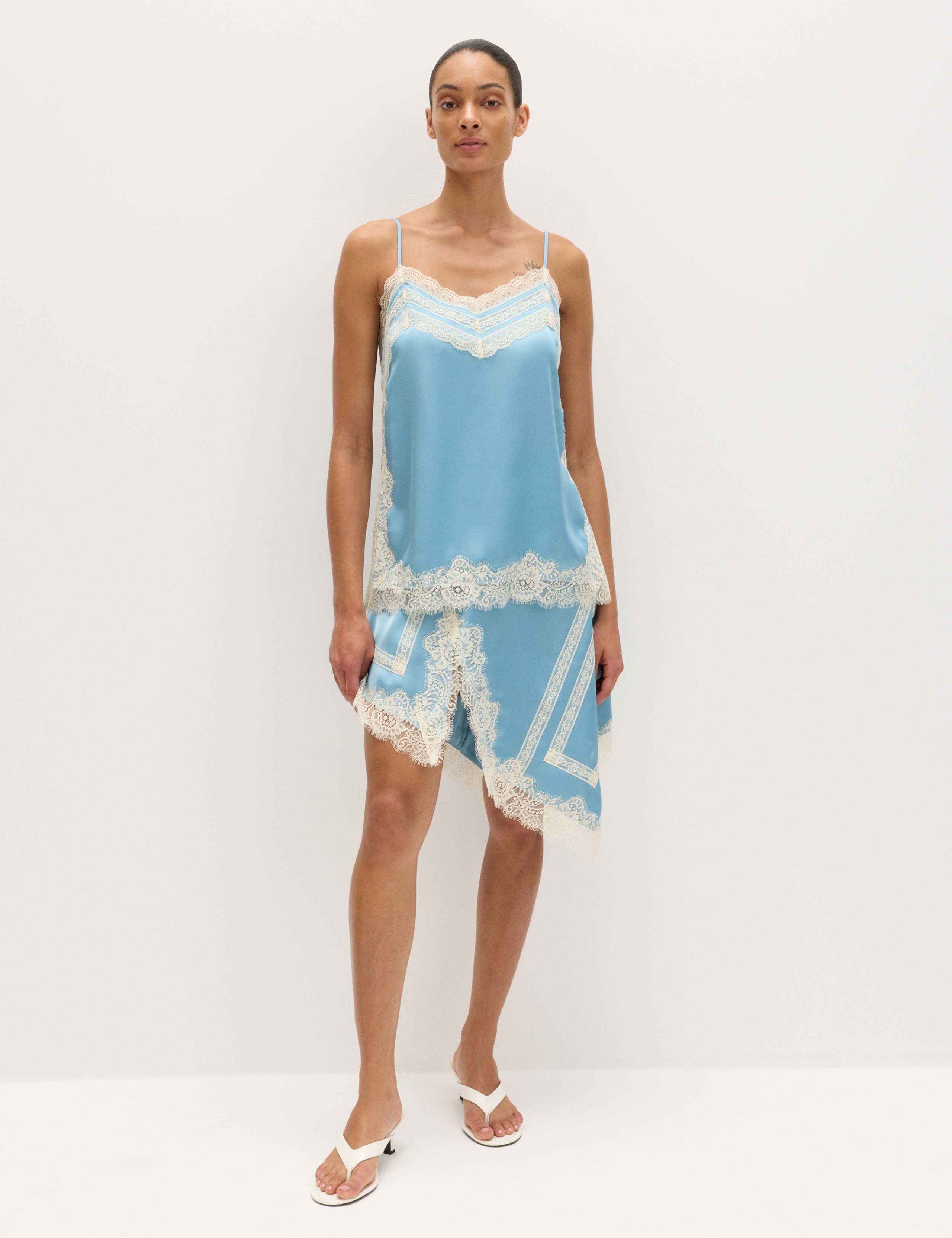 Satin Contrast Lace Cami Top 3 of 6