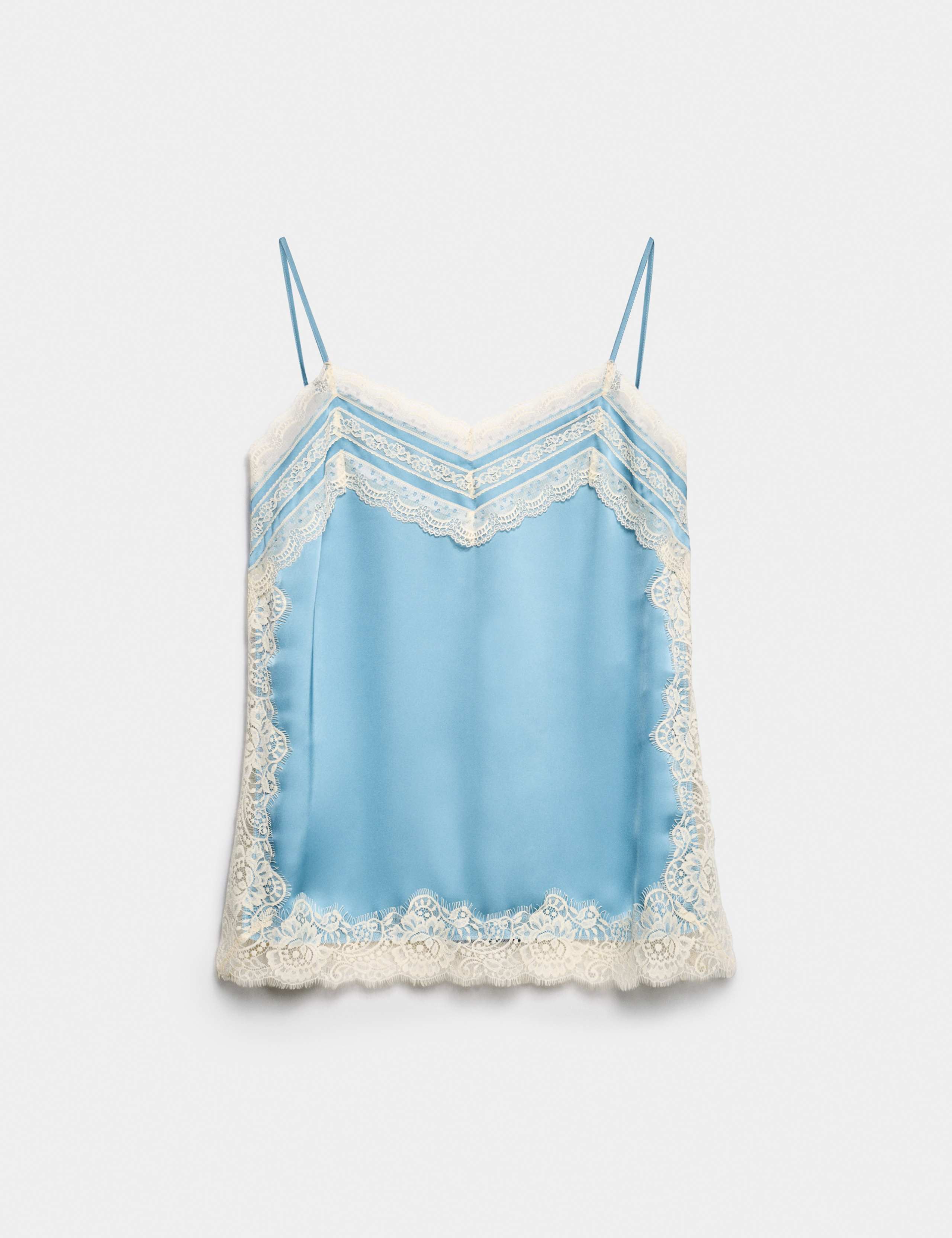 Satin Contrast Lace Cami Top 2 of 6
