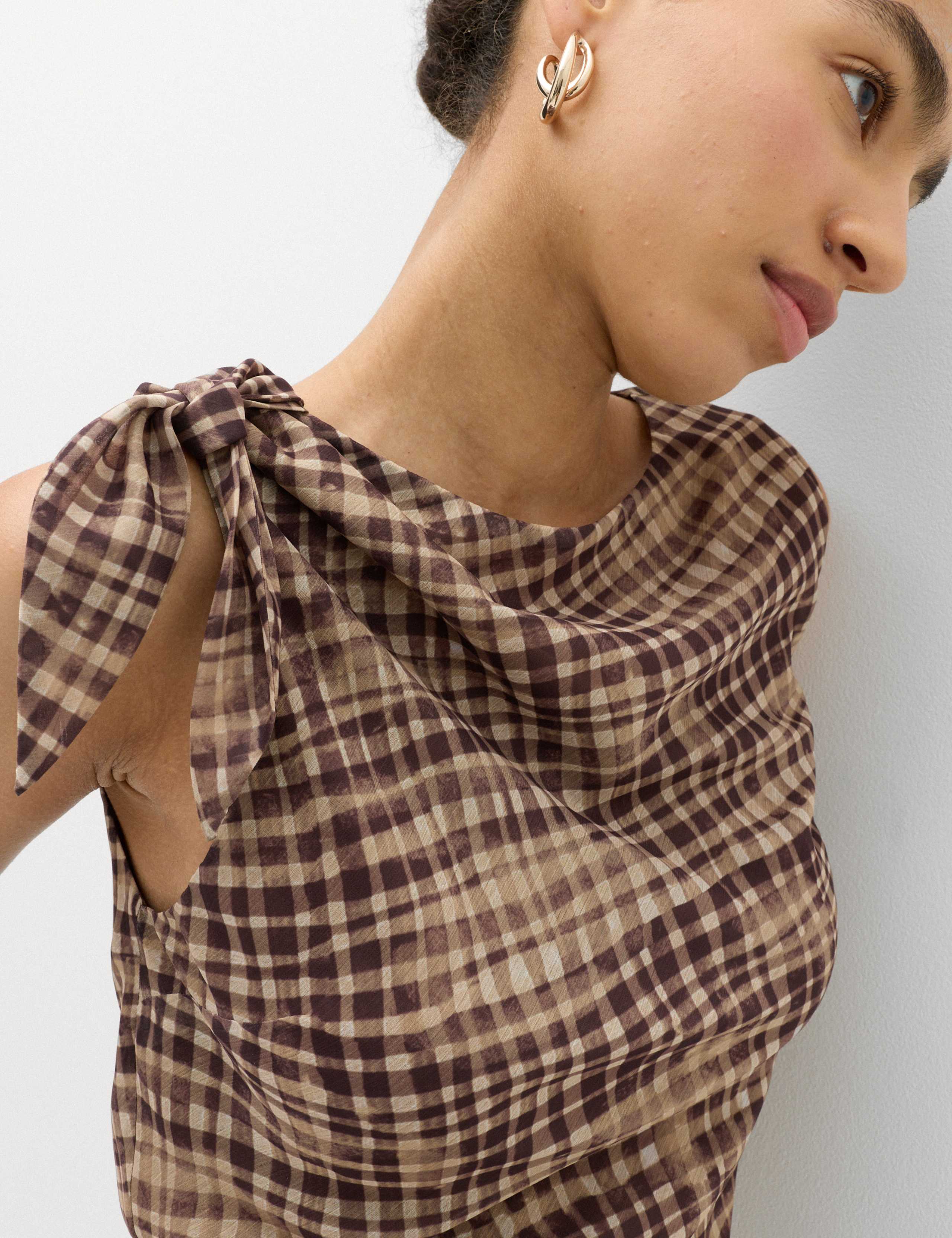 Checked Asymmetric Tie Detail Top 5 of 6