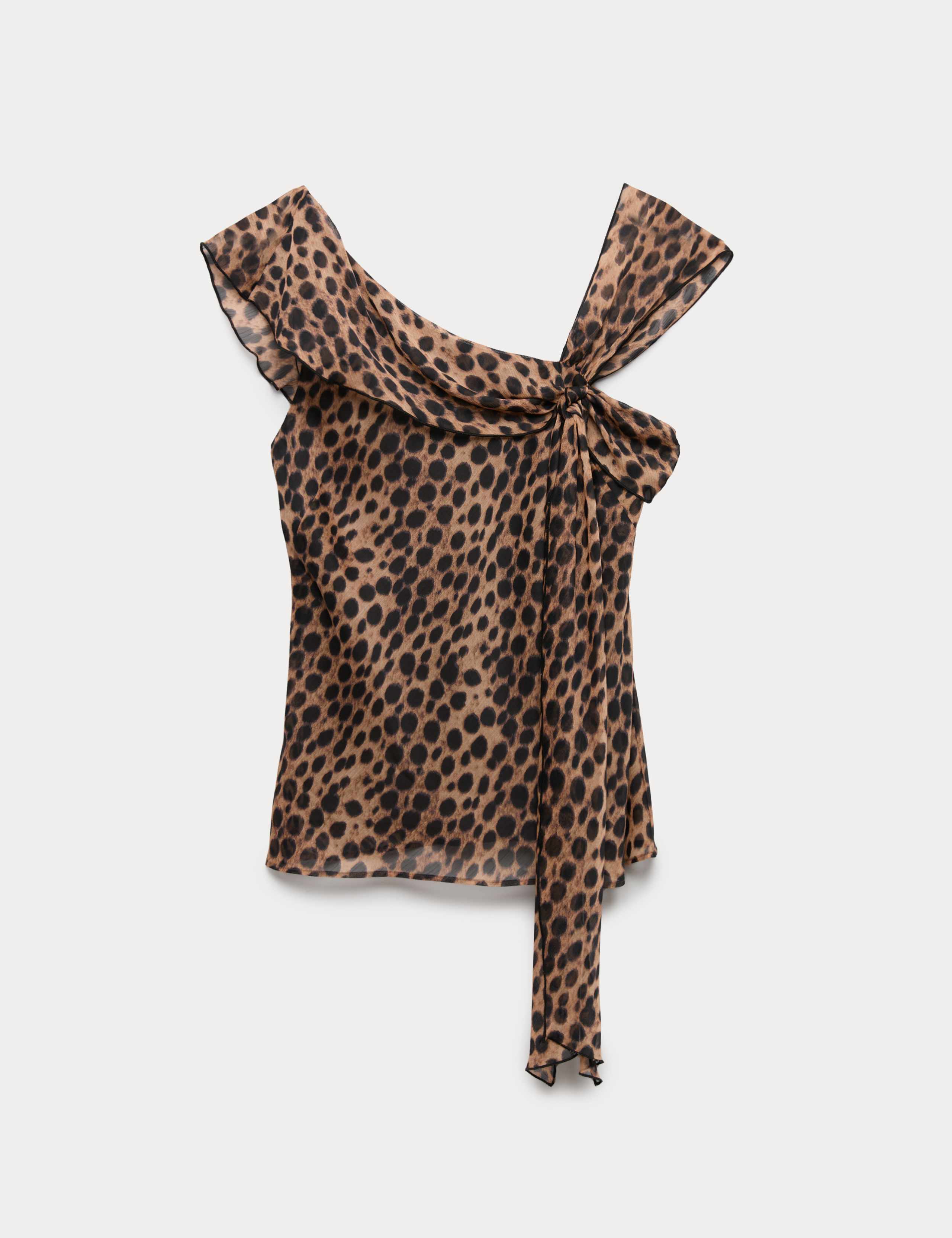 Floral Asymmetric Knot Detail Fitted Top 1 of 1