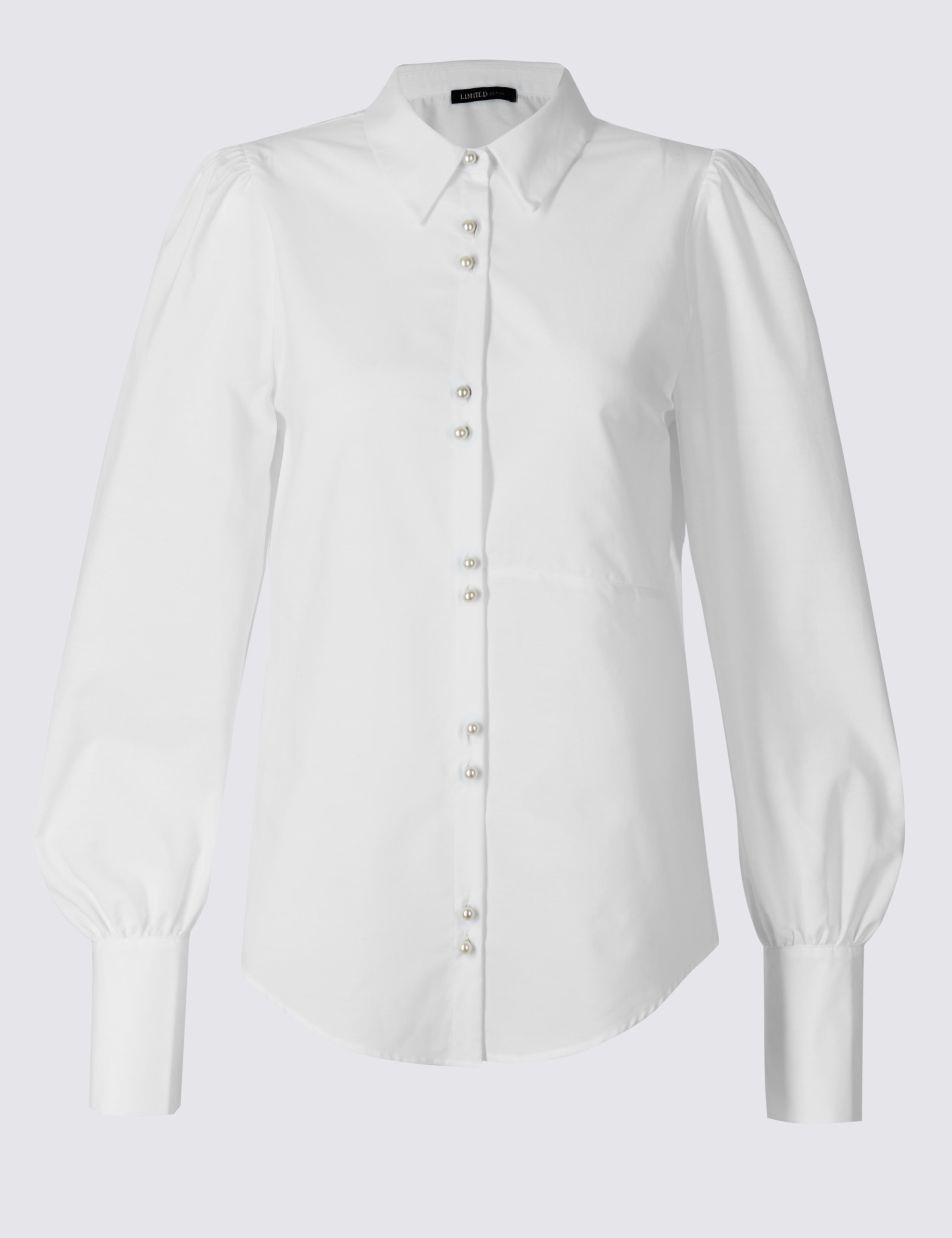 Cotton Blend Bubble Sleeve Shirt 2 of 5