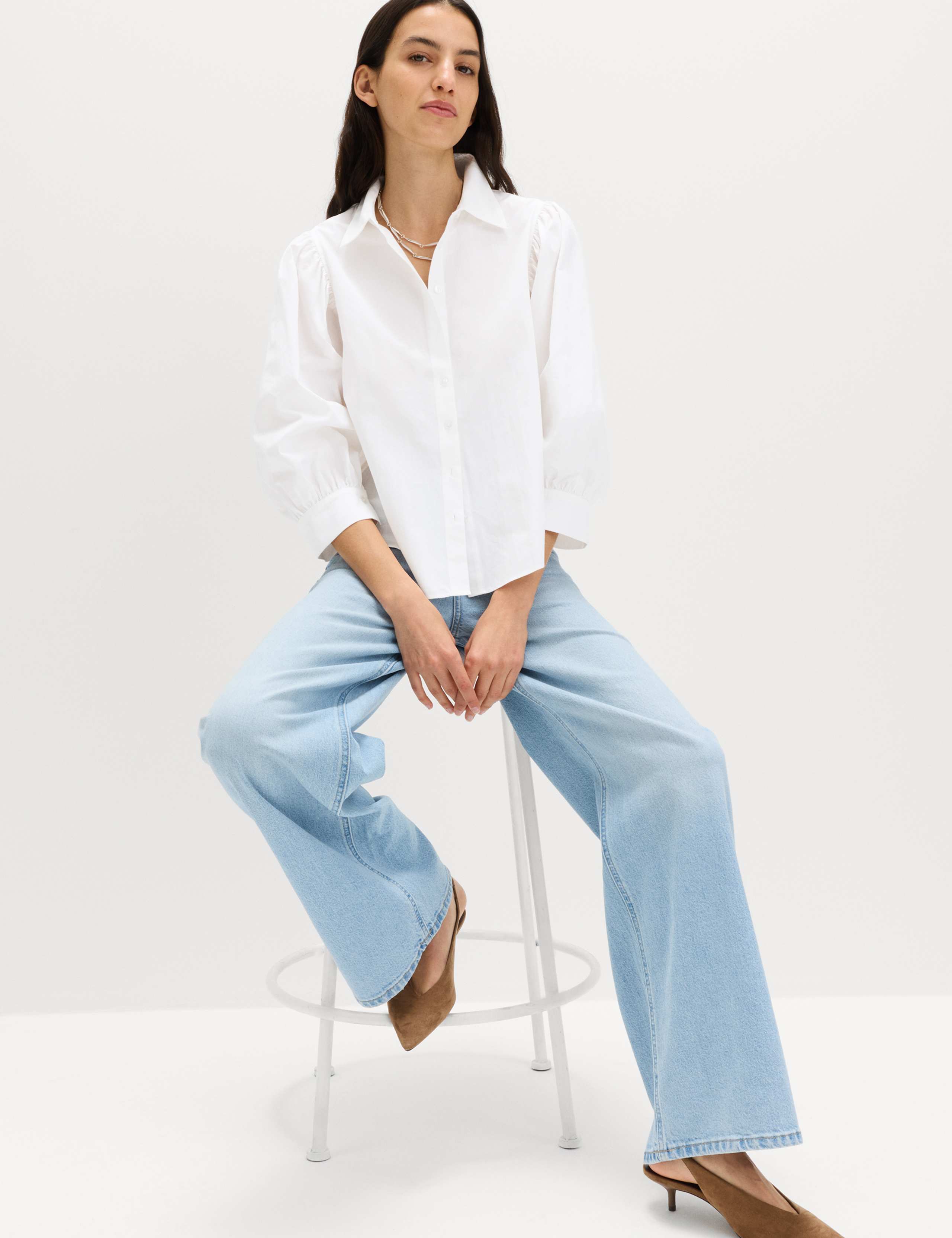 Pure Cotton Blouson Sleeve Shirt 4 of 6