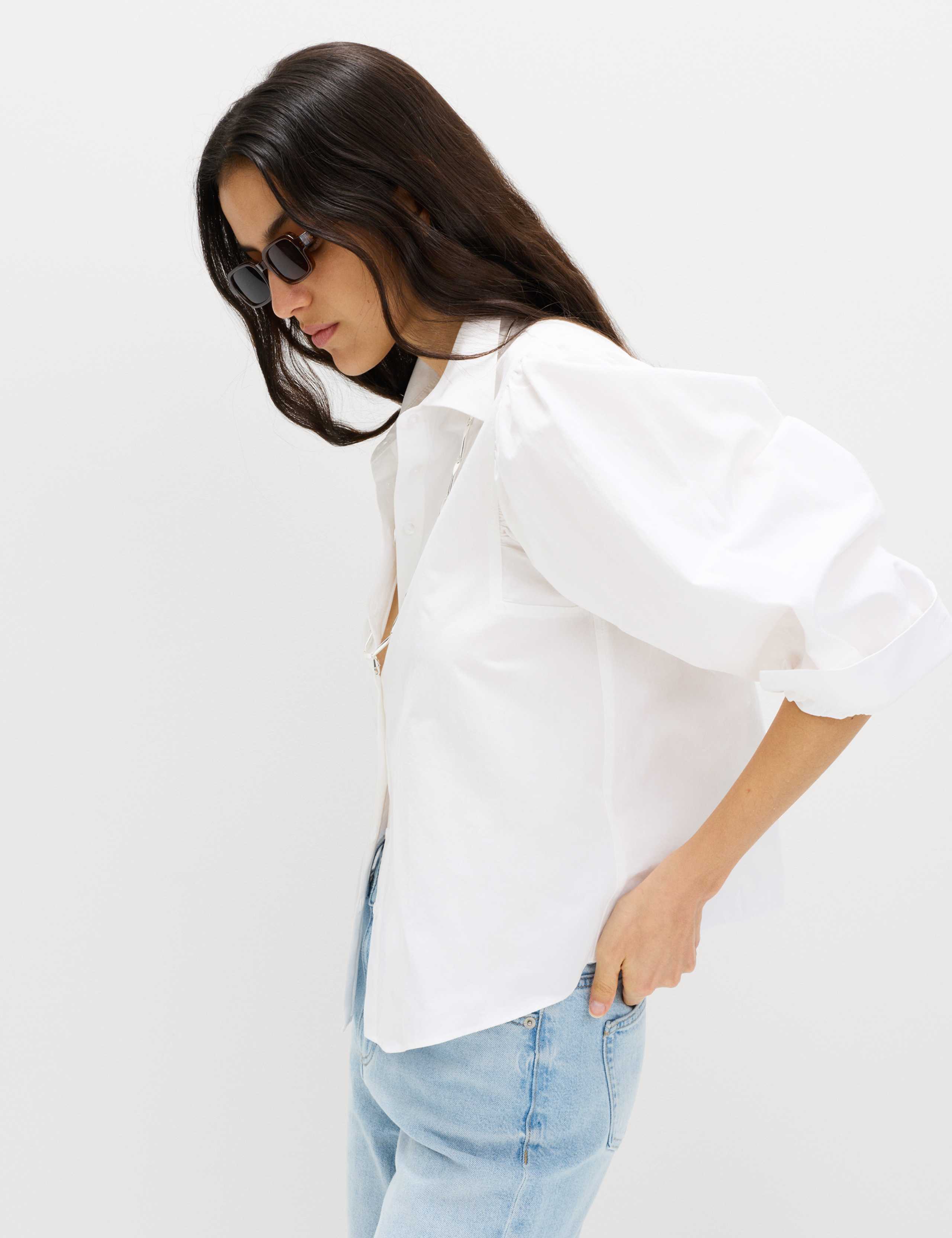 Pure Cotton Blouson Sleeve Shirt 6 of 6