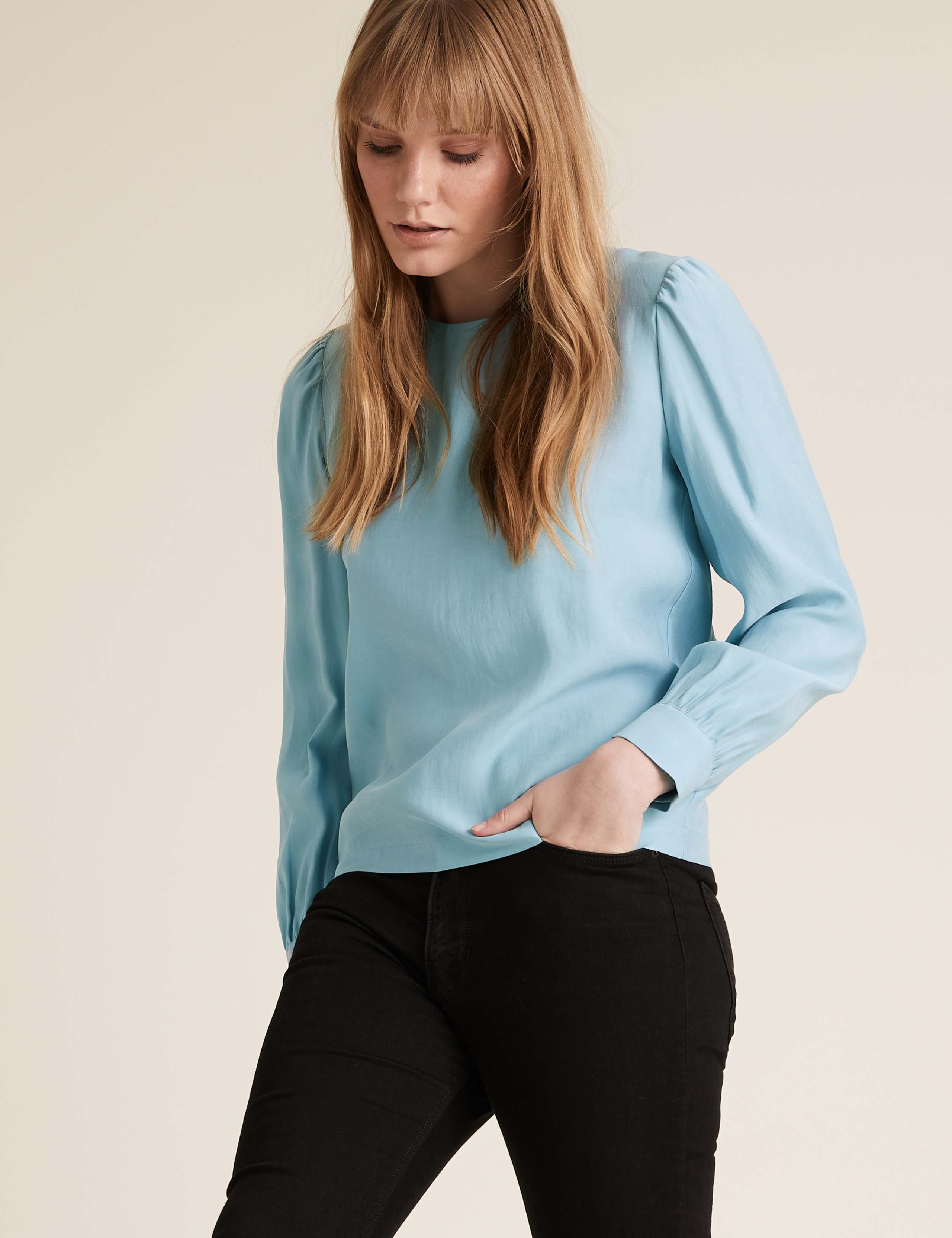 Round Neck Long Sleeve Blouse 1 of 6