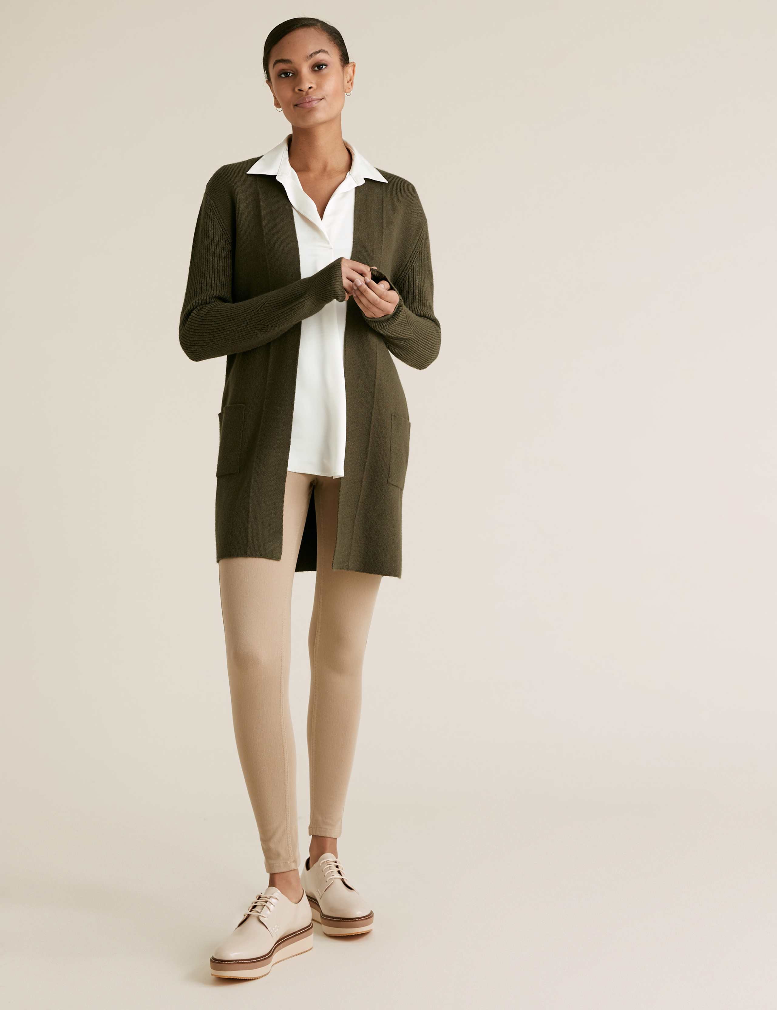 Satin Collared V-Neck Long Sleeve Blouse 3 of 4