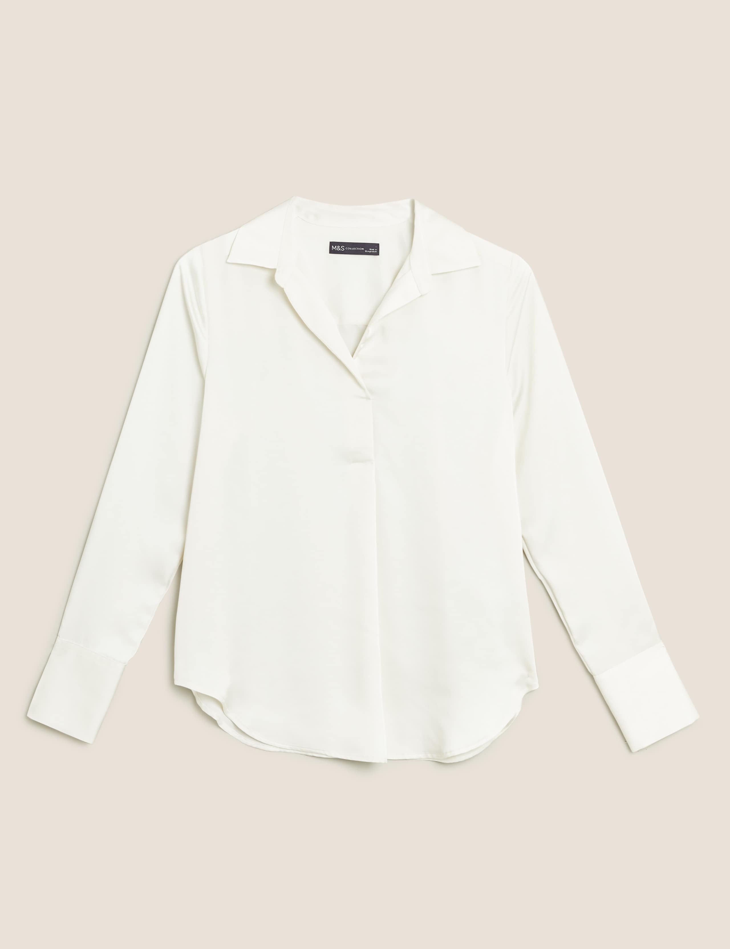 Satin Collared V-Neck Long Sleeve Blouse 2 of 4