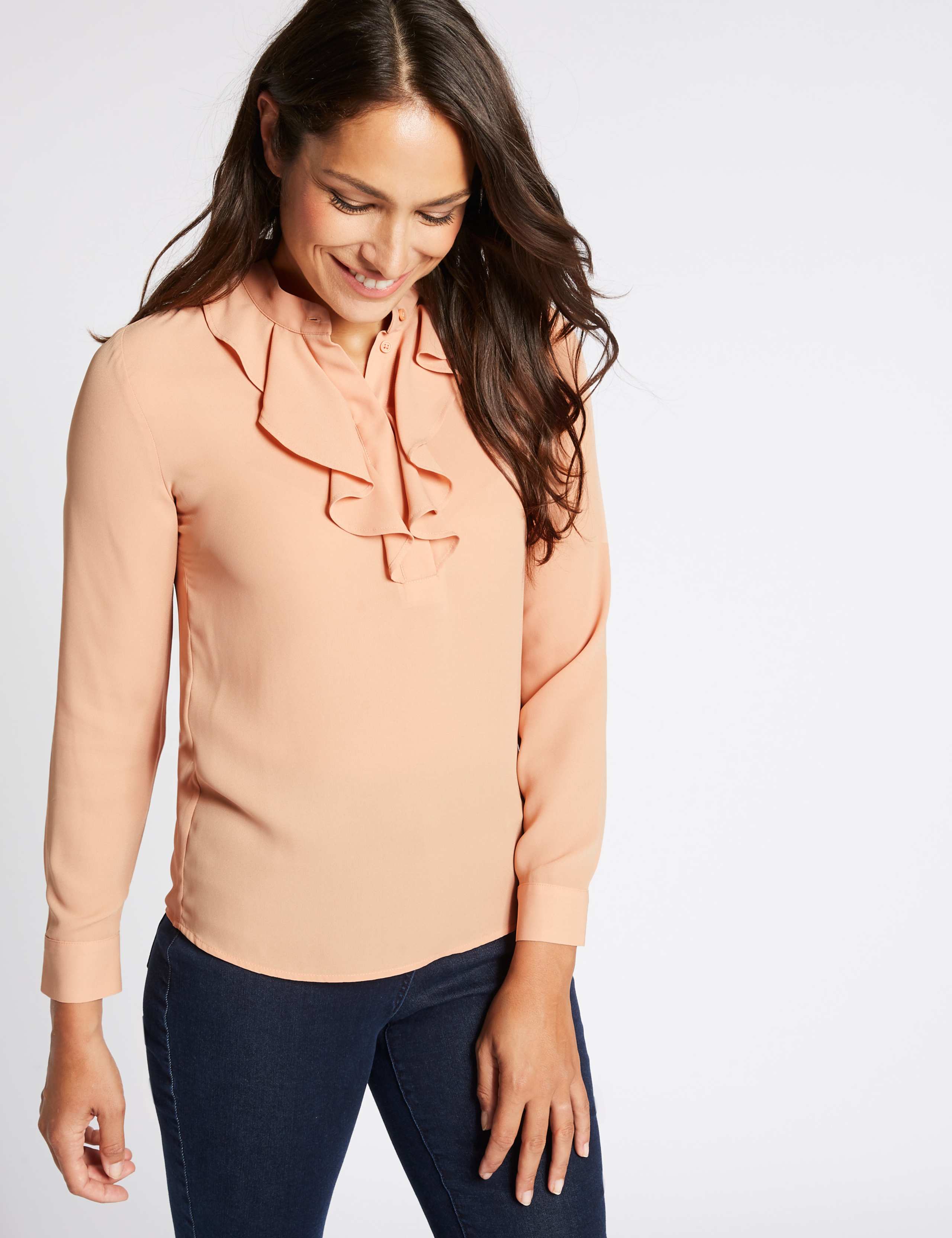 Frill Round Neck Long Sleeve Blouse 2 of 4