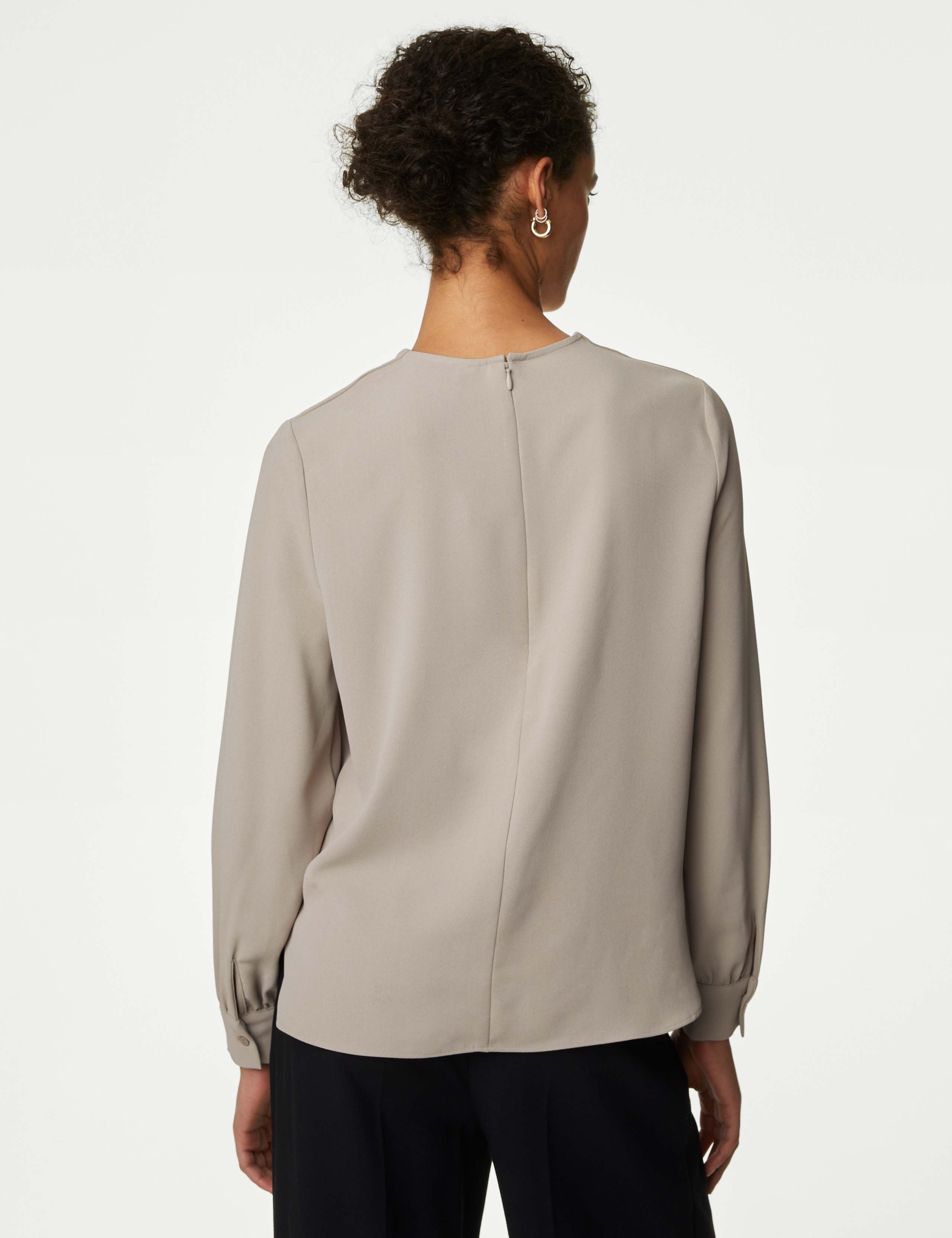 V-Neck Cutwork Detail Popover Blouse 5 of 5