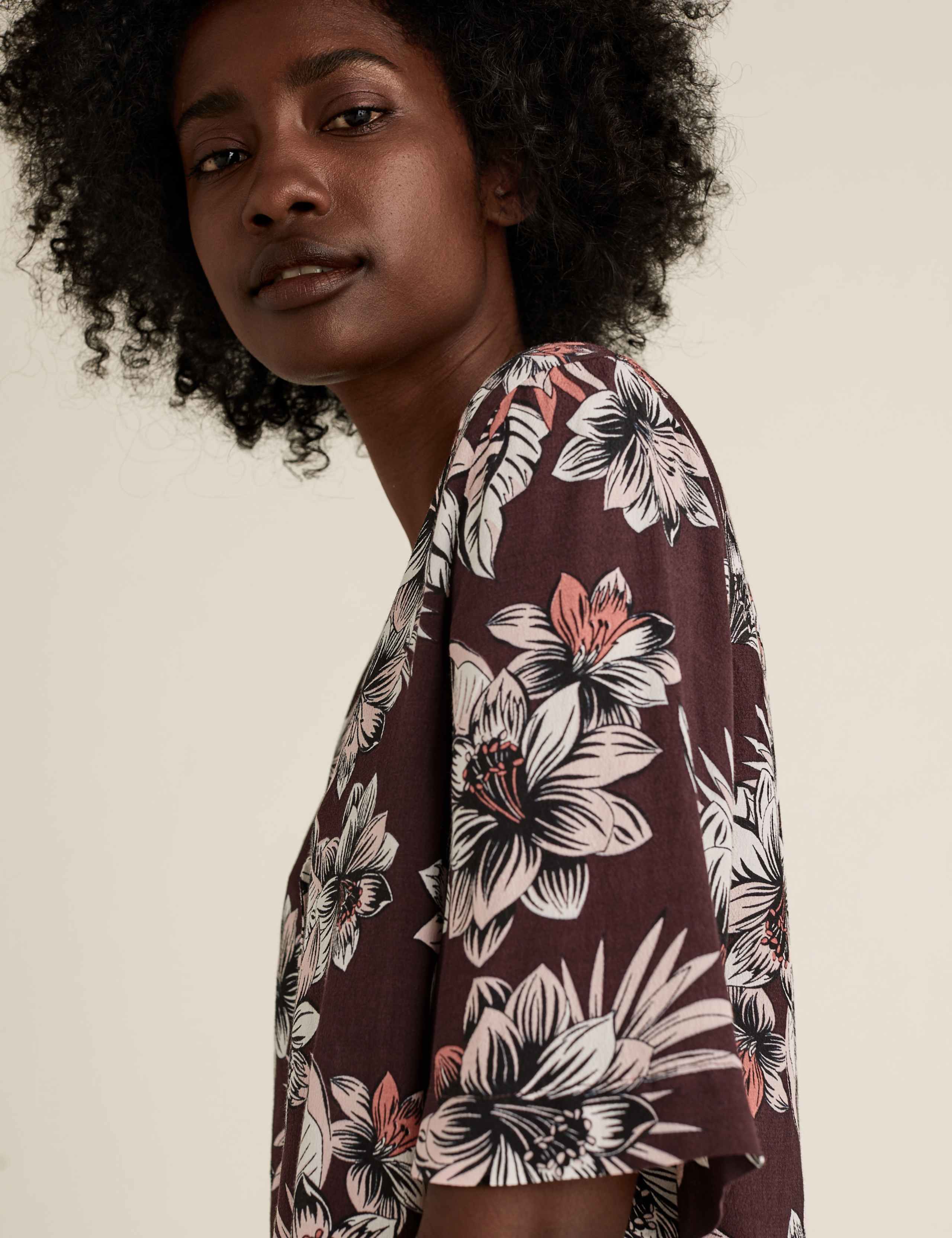Floral V-Neck Short Sleeve Shirt 1 of 5