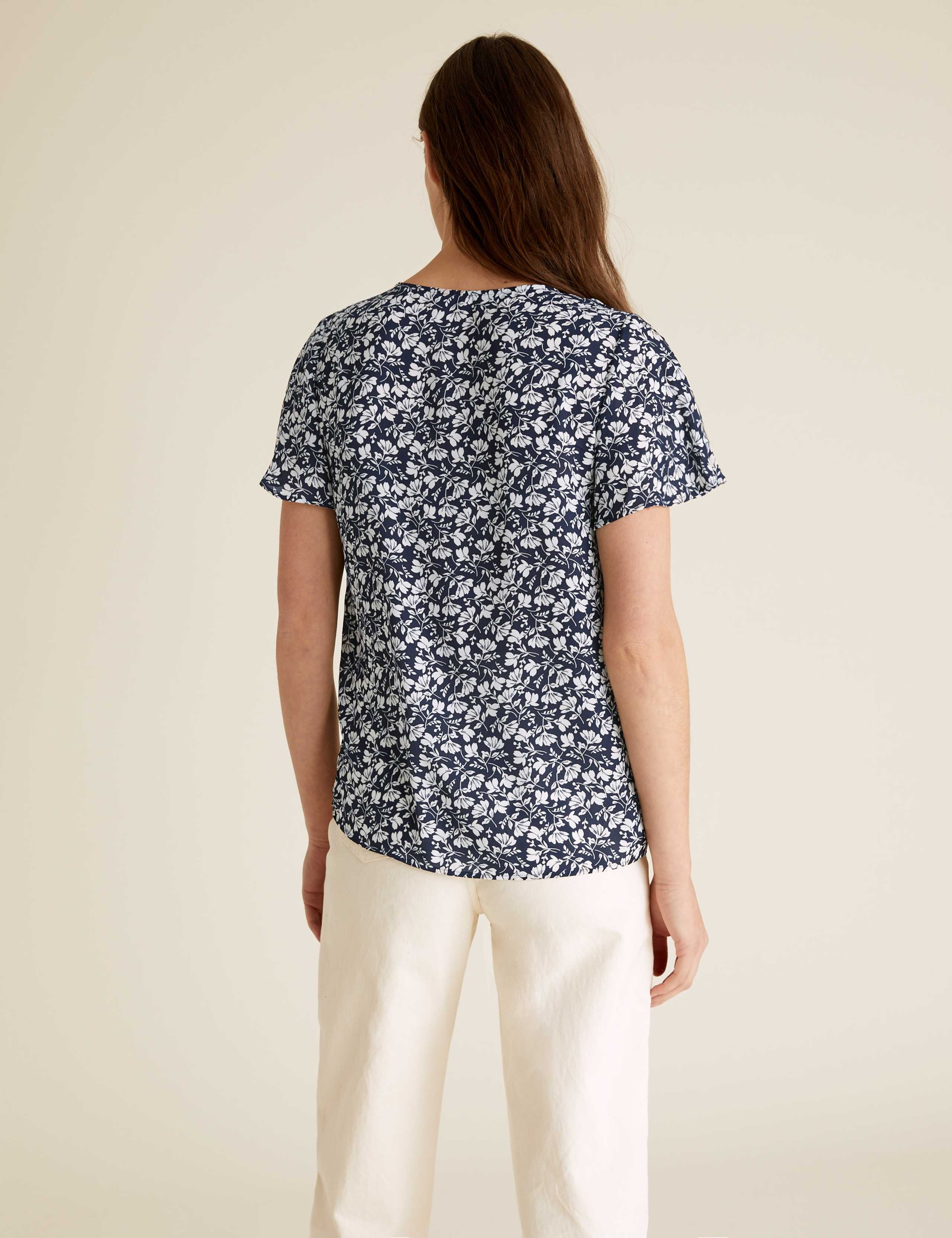 Floral V-Neck Flutter Sleeve Top 4 of 5