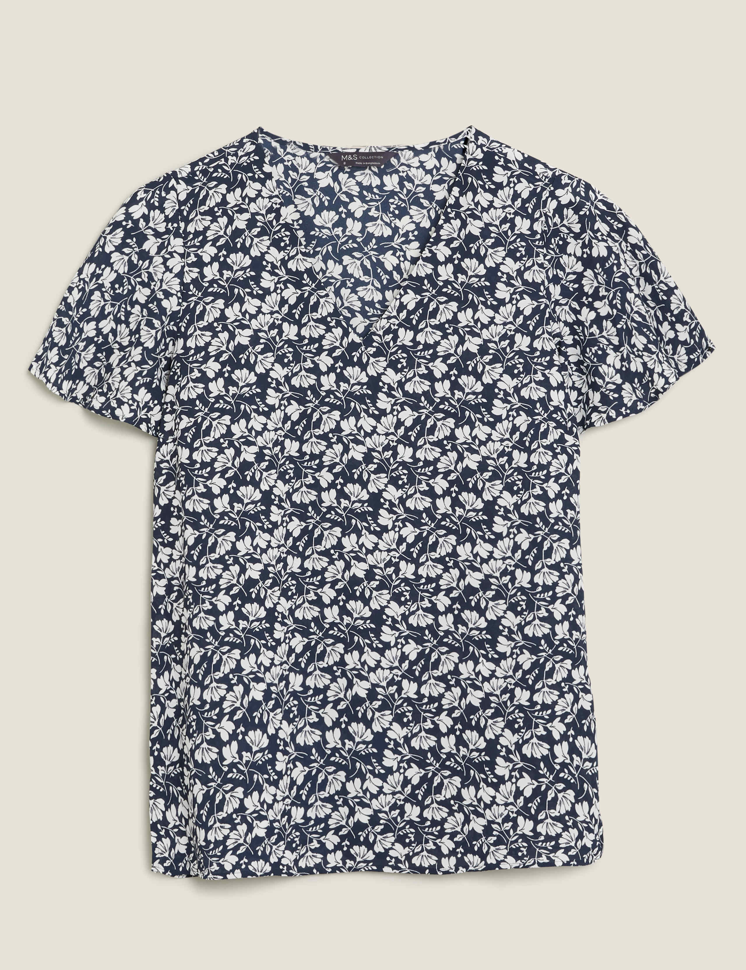 Floral V-Neck Flutter Sleeve Top 2 of 5