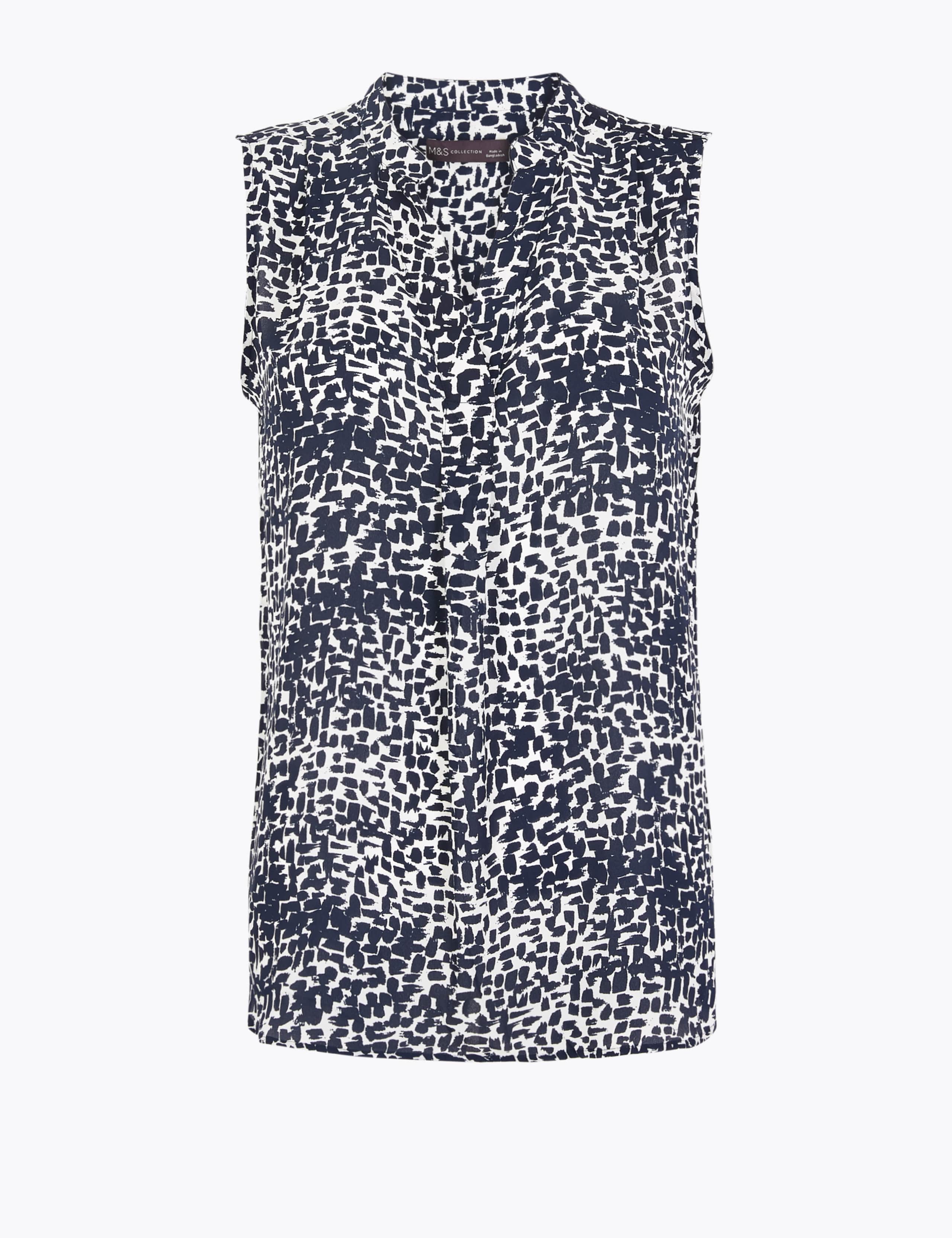Printed Bib Front Sleeveless Shell Top 2 of 4