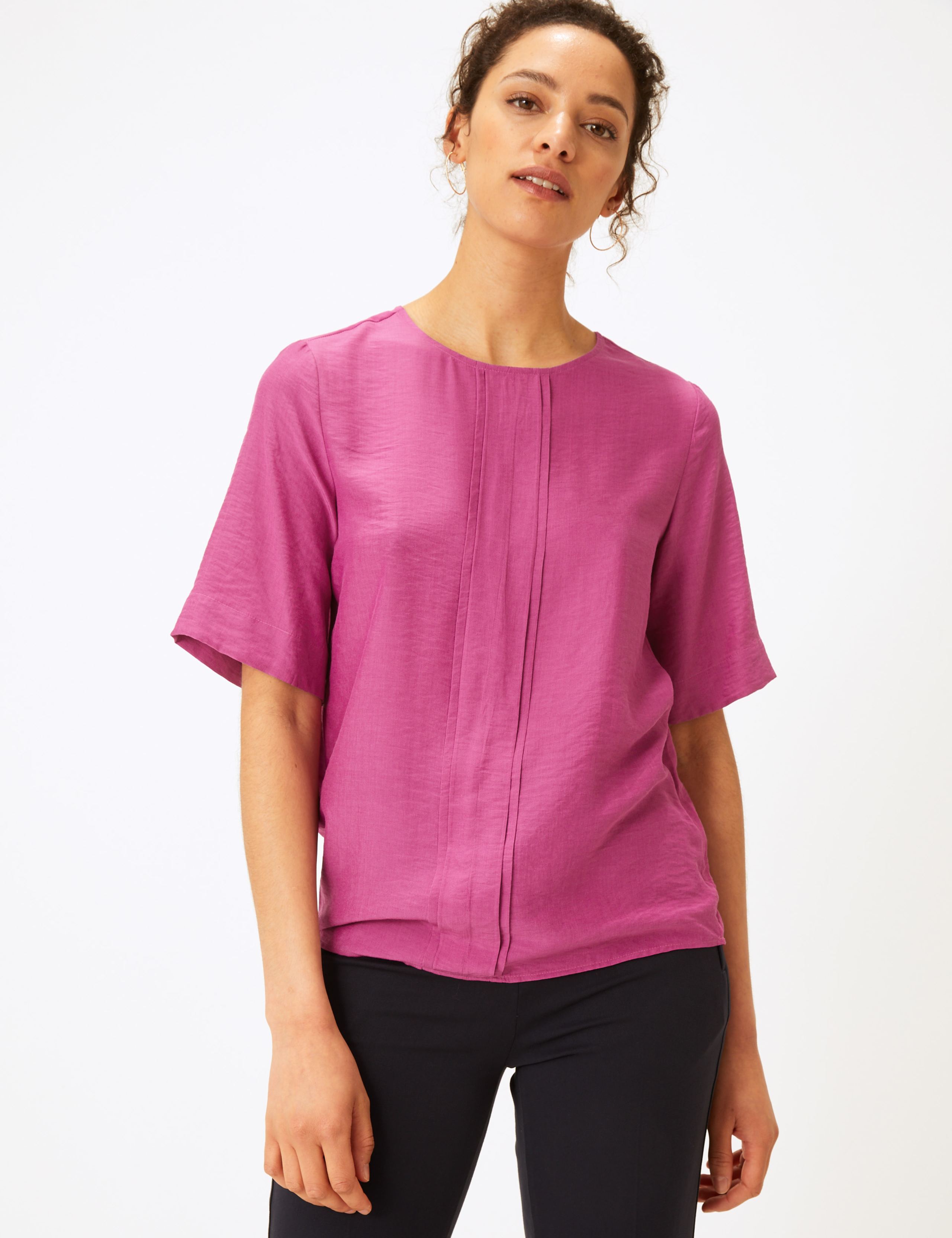 Pleat Front Woven Blouse 1 of 4