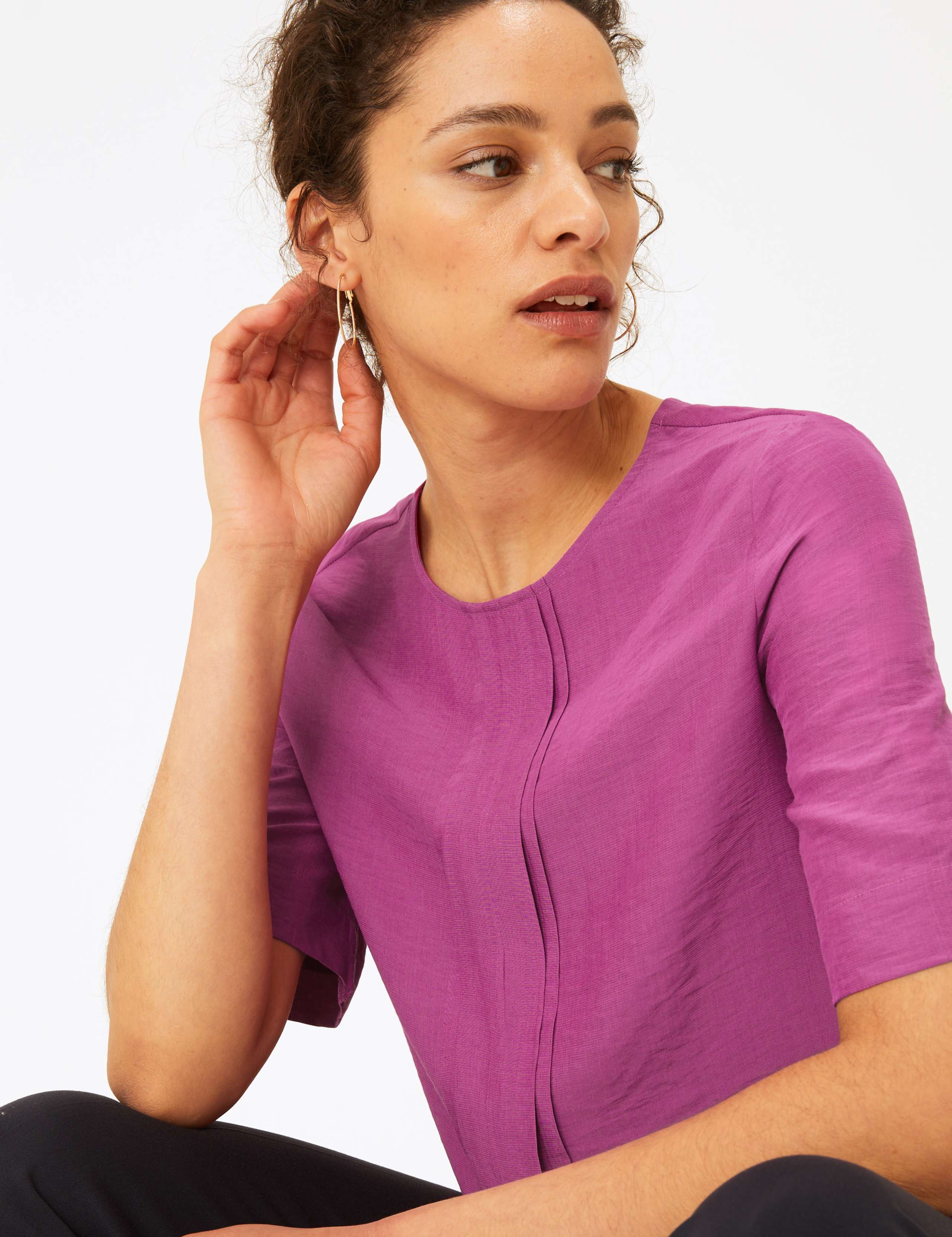 Pleat Front Woven Blouse 3 of 4