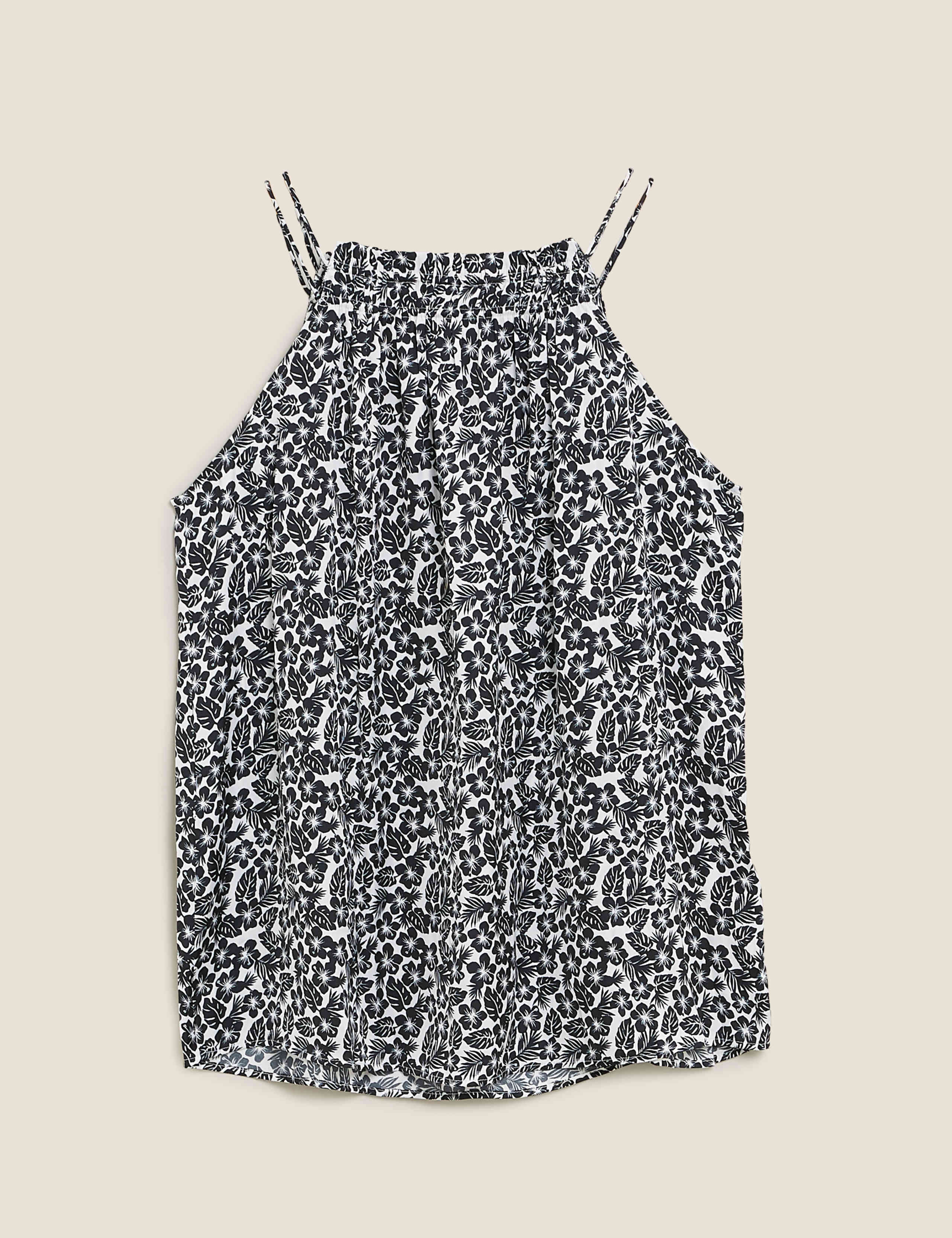 Satin Floral Halter Neck Cami Top 2 of 5