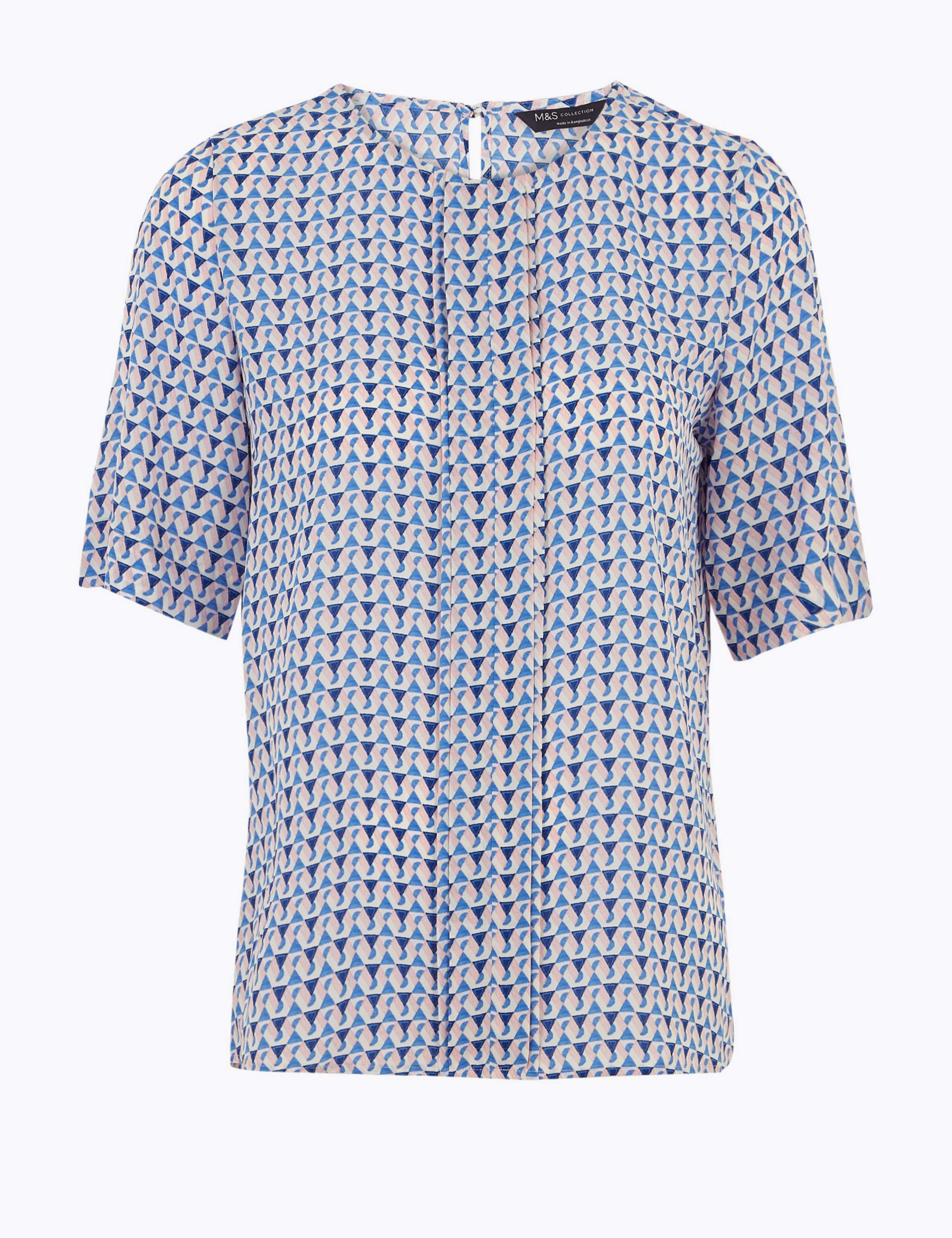 Geometric Short Sleeve Blouse 1 of 1
