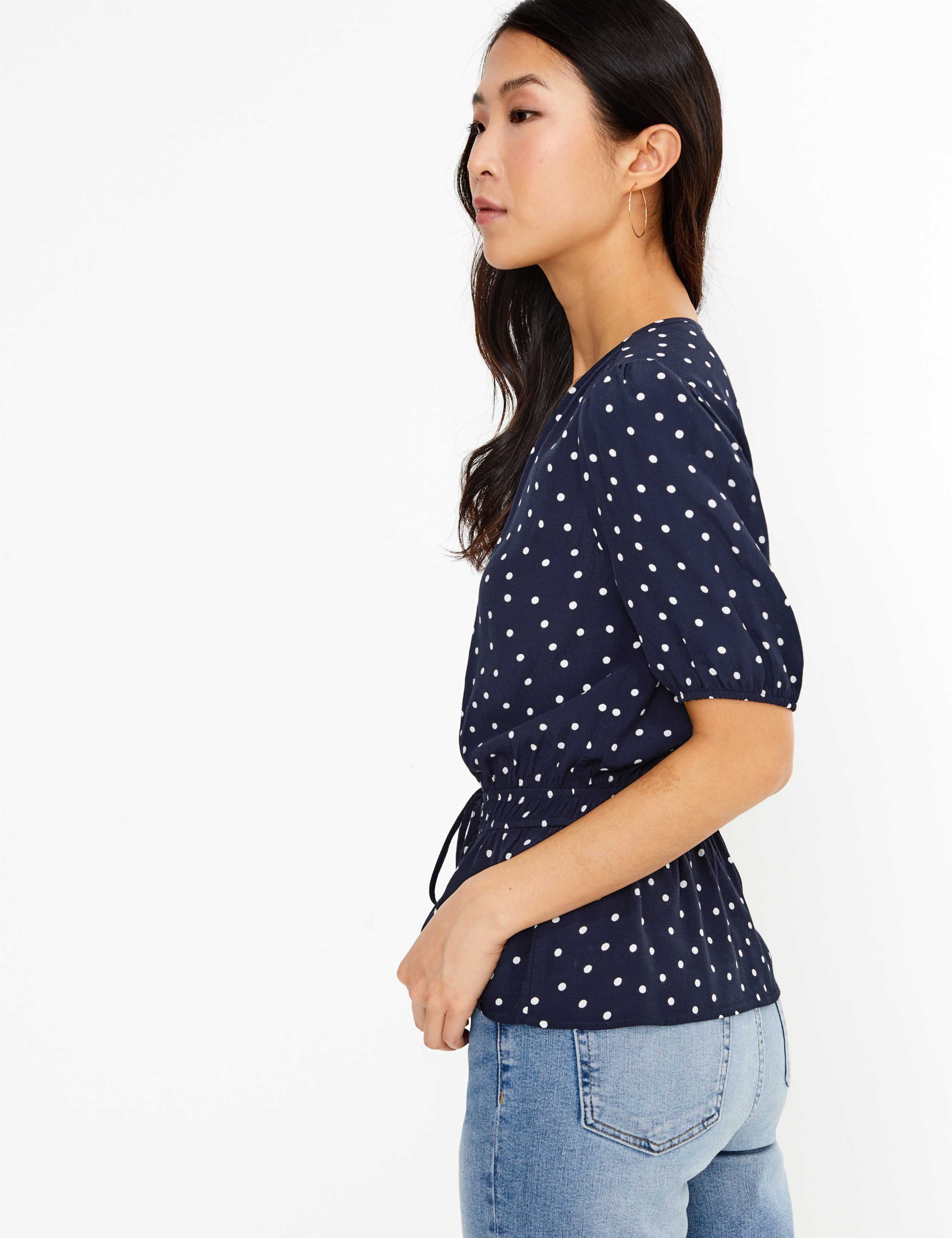 Polka Dot Waisted Blouse M&S Collection M&S IE