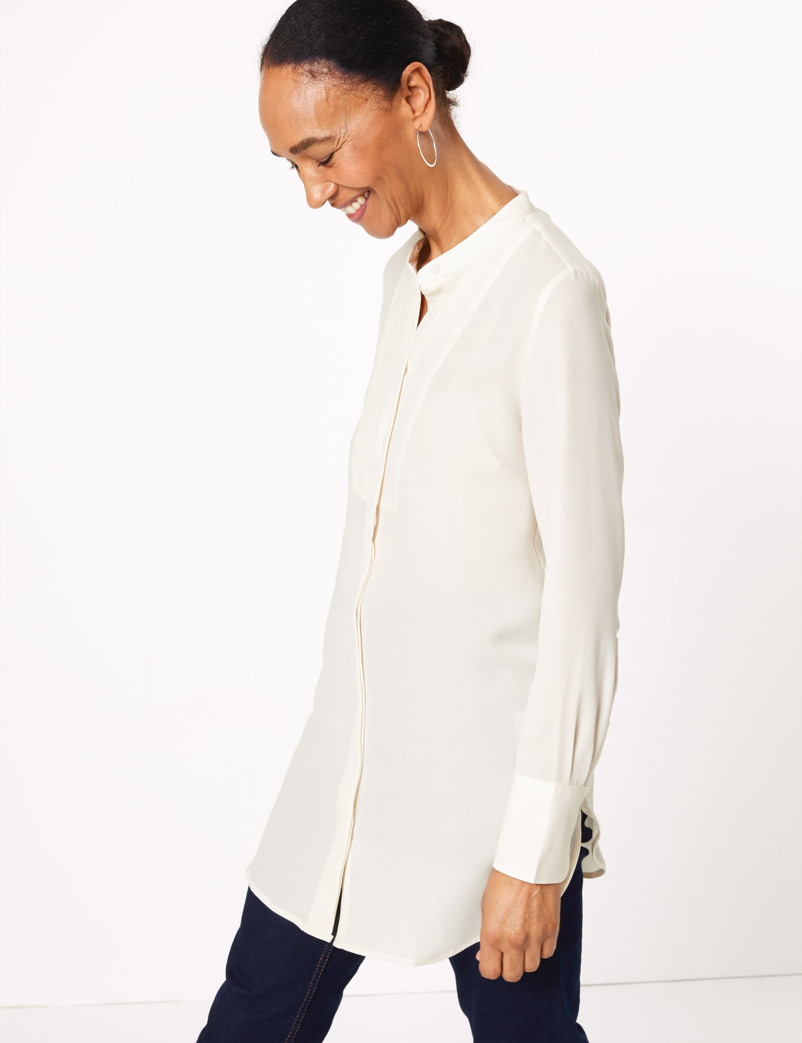 Bib Detailed Longline Blouse 3 of 4