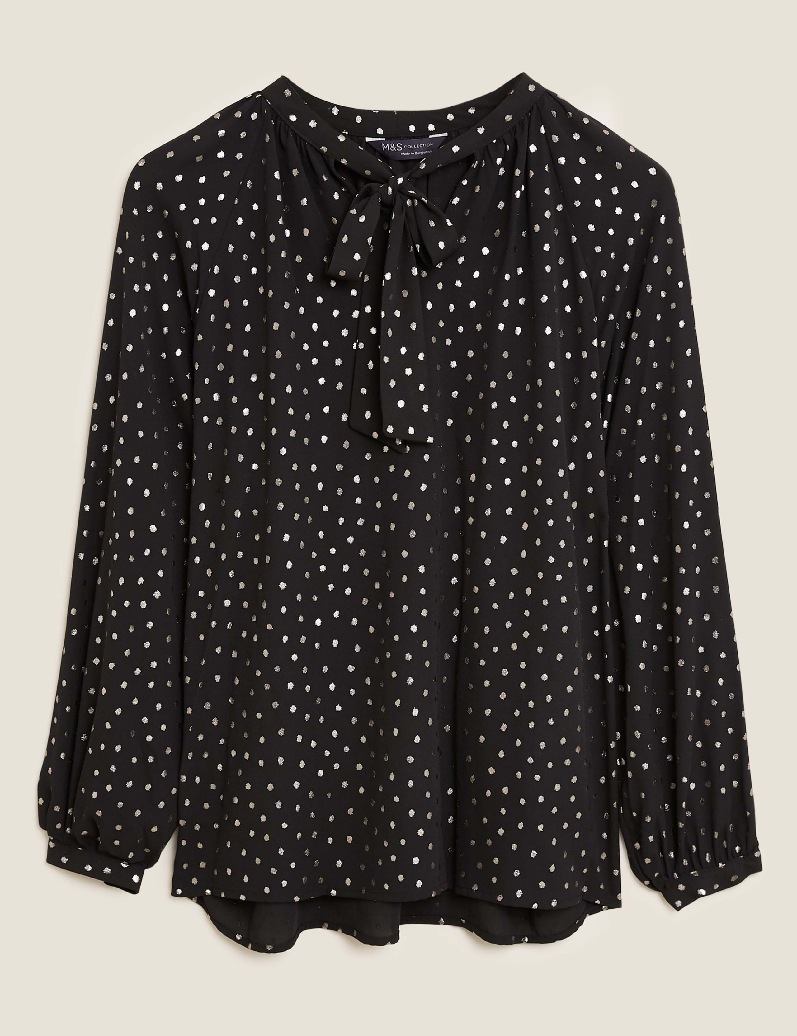 Metallic Polka Dot Long Sleeve Blouse 2 of 5