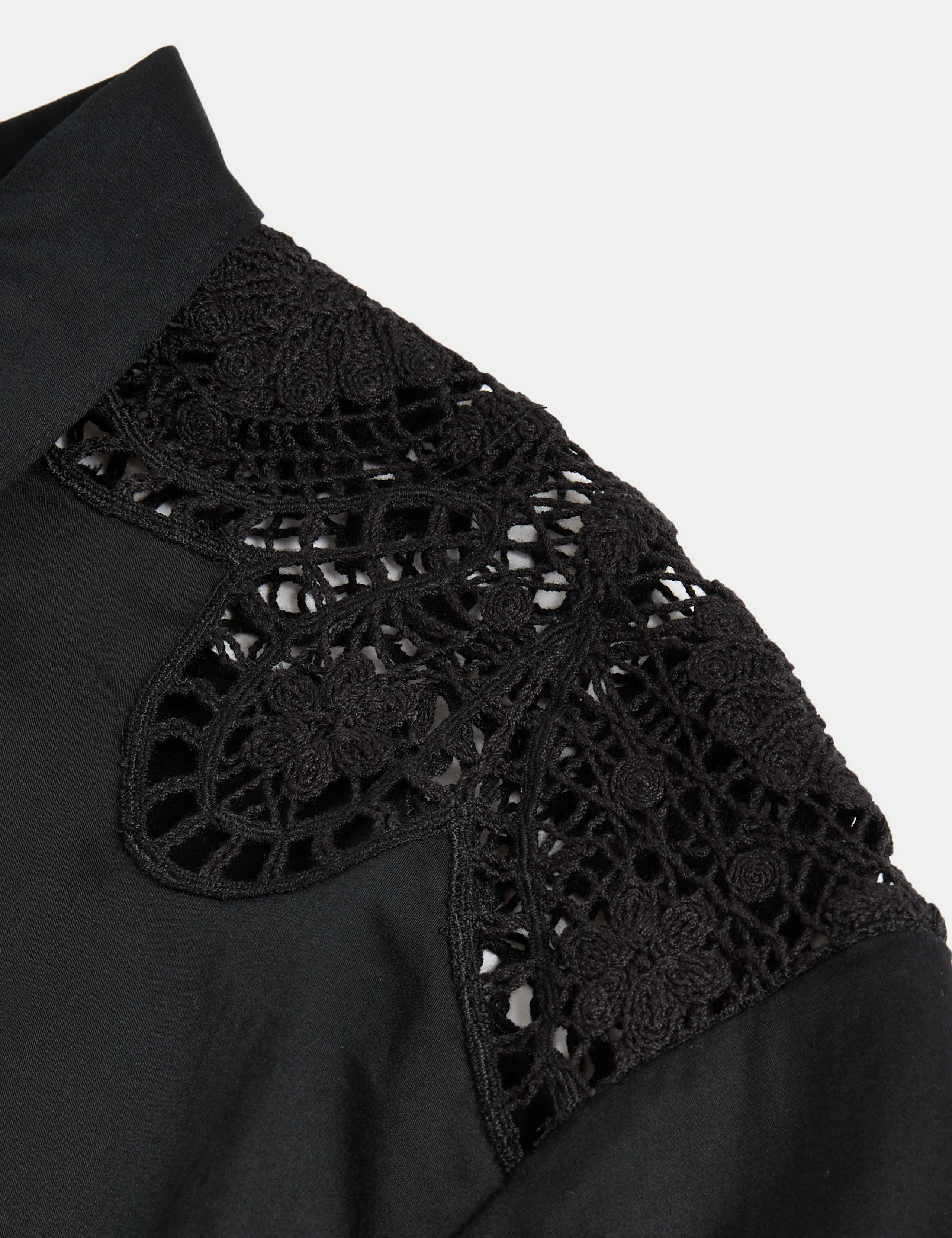 Pure Cotton Cutwork Detail Cropped Shirt 6 of 6