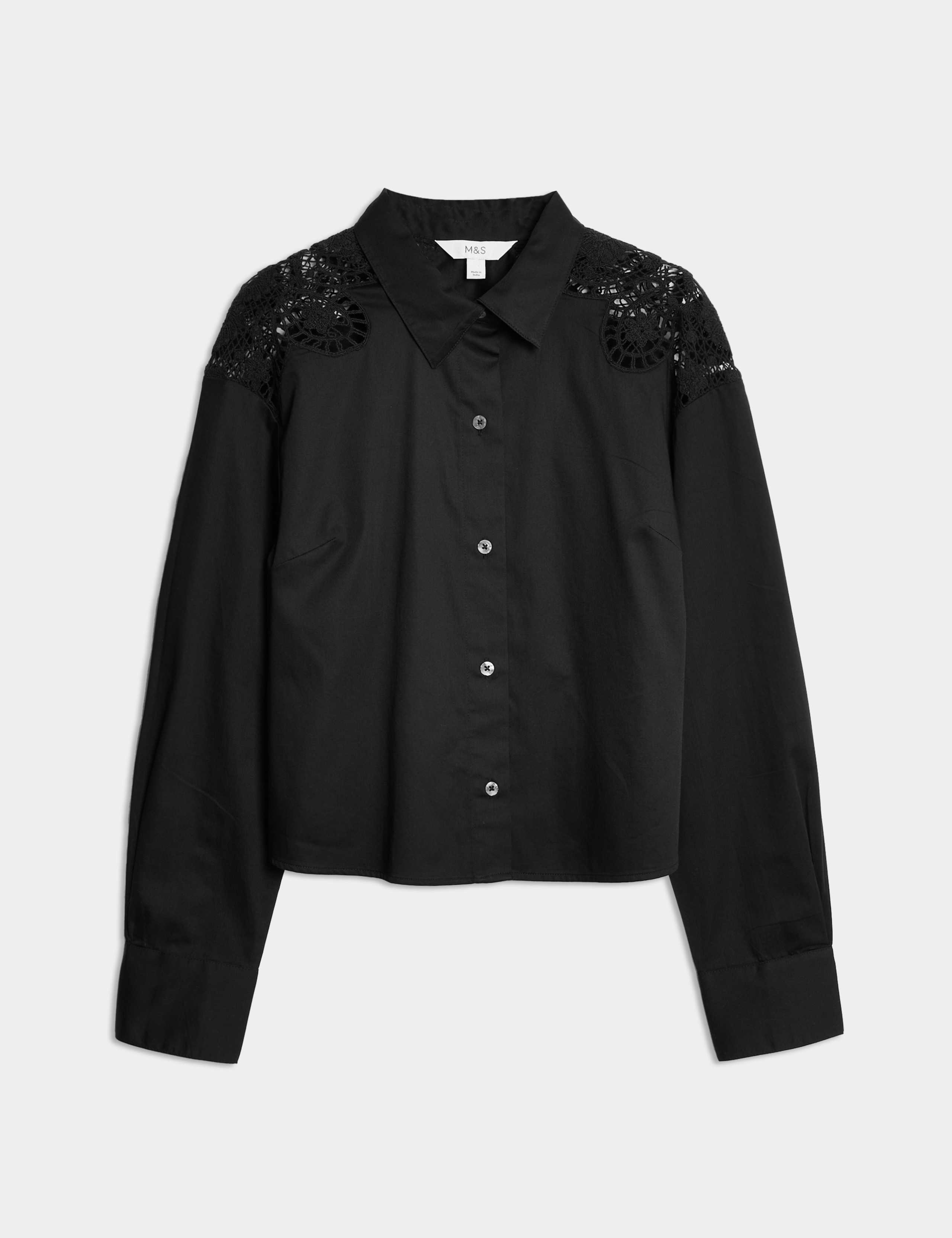 Pure Cotton Cutwork Detail Cropped Shirt 2 of 6