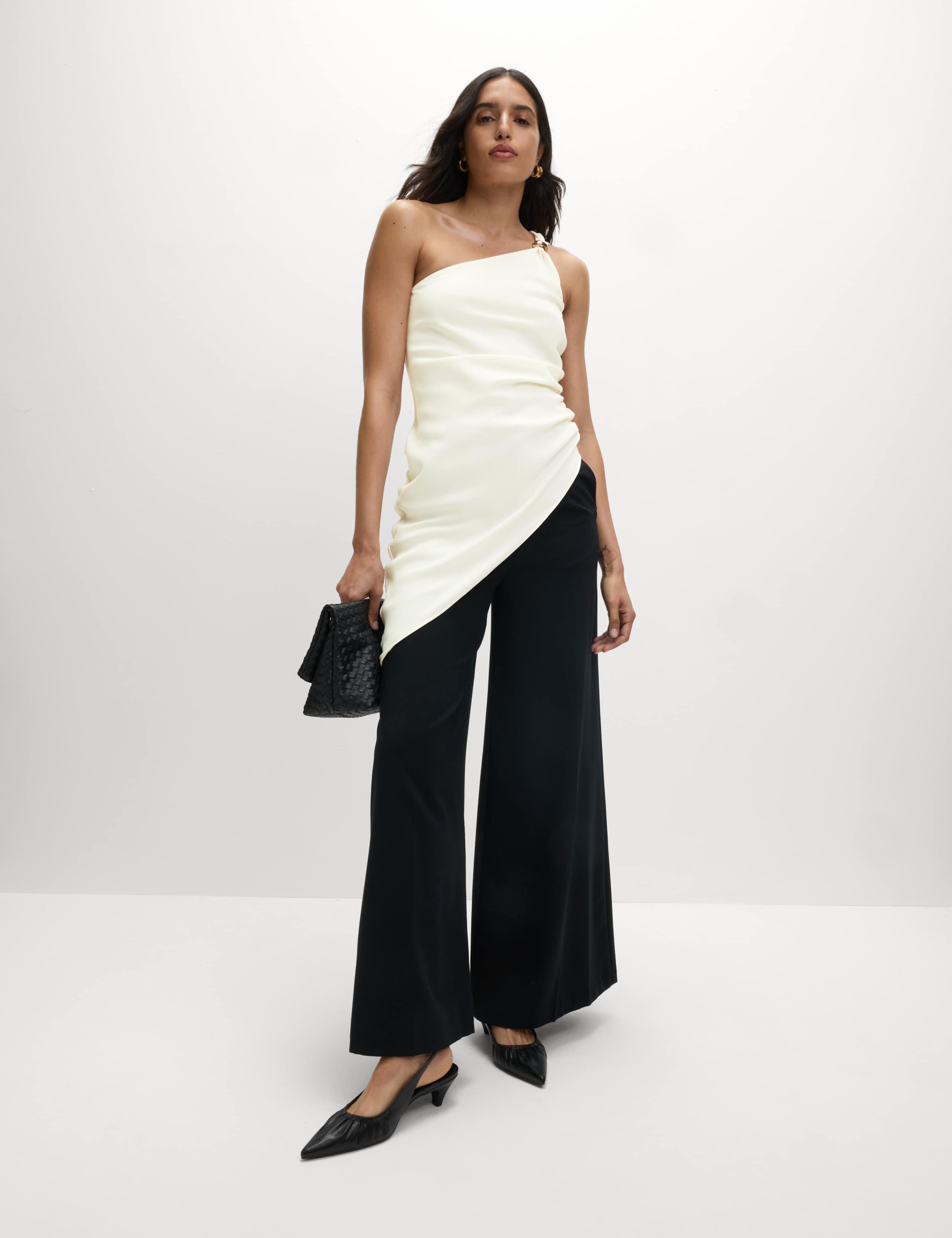 Ruched Hardware Detail Asymmetric Neck Top 4 of 6