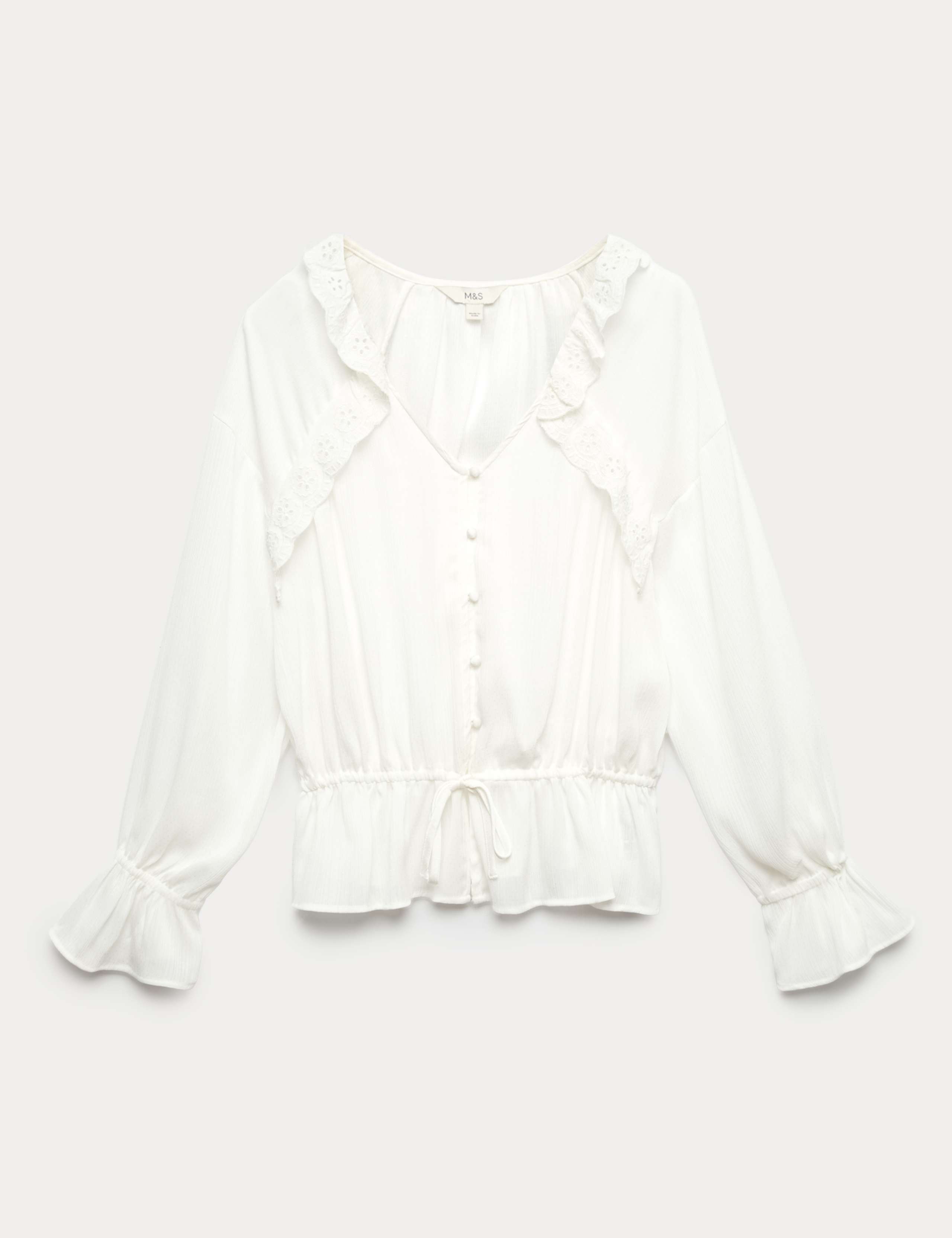 Broderie V-Neck Frill Detail Blouse 2 of 6
