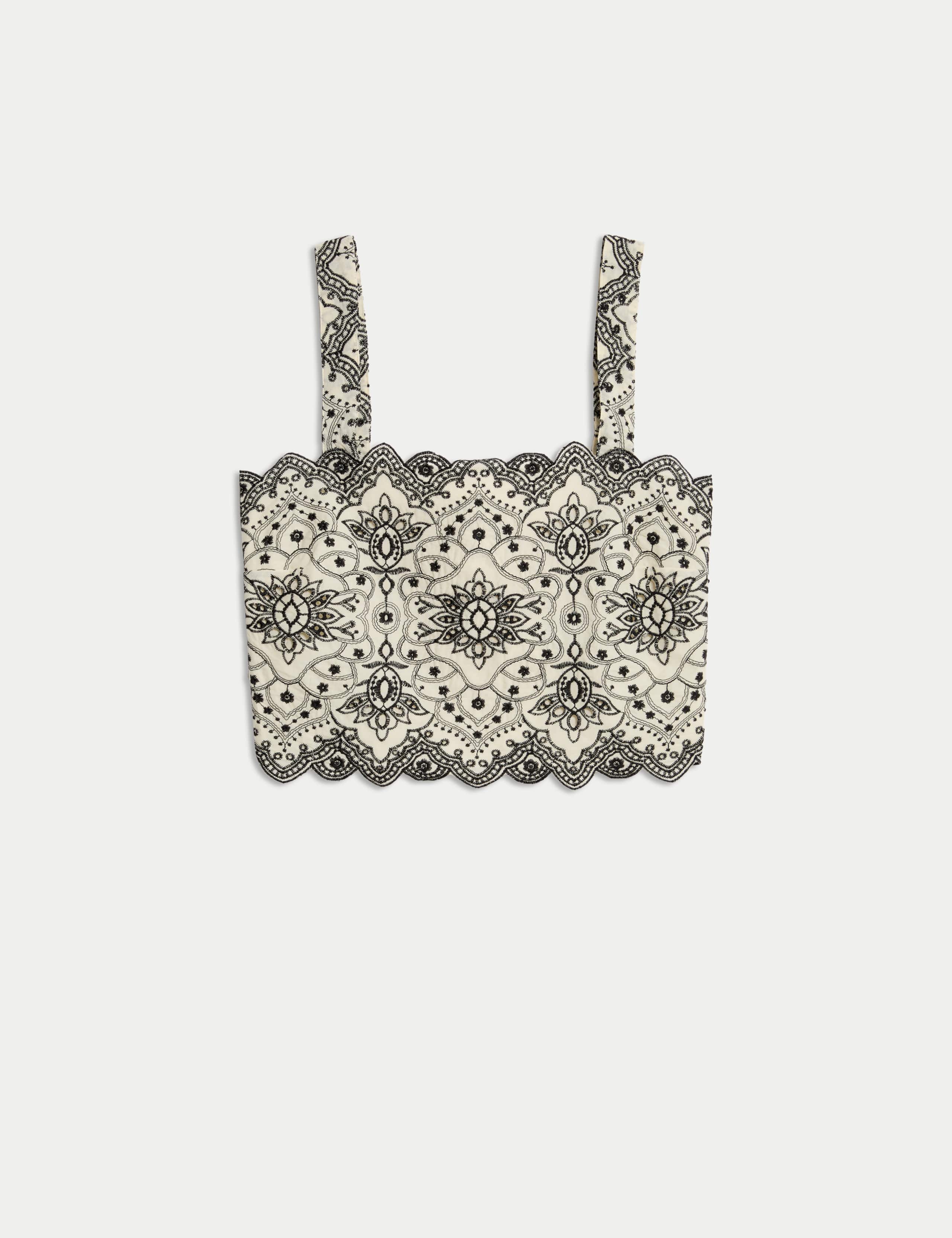 Pure Cotton Broderie Slim Fit Crop Top 2 of 6