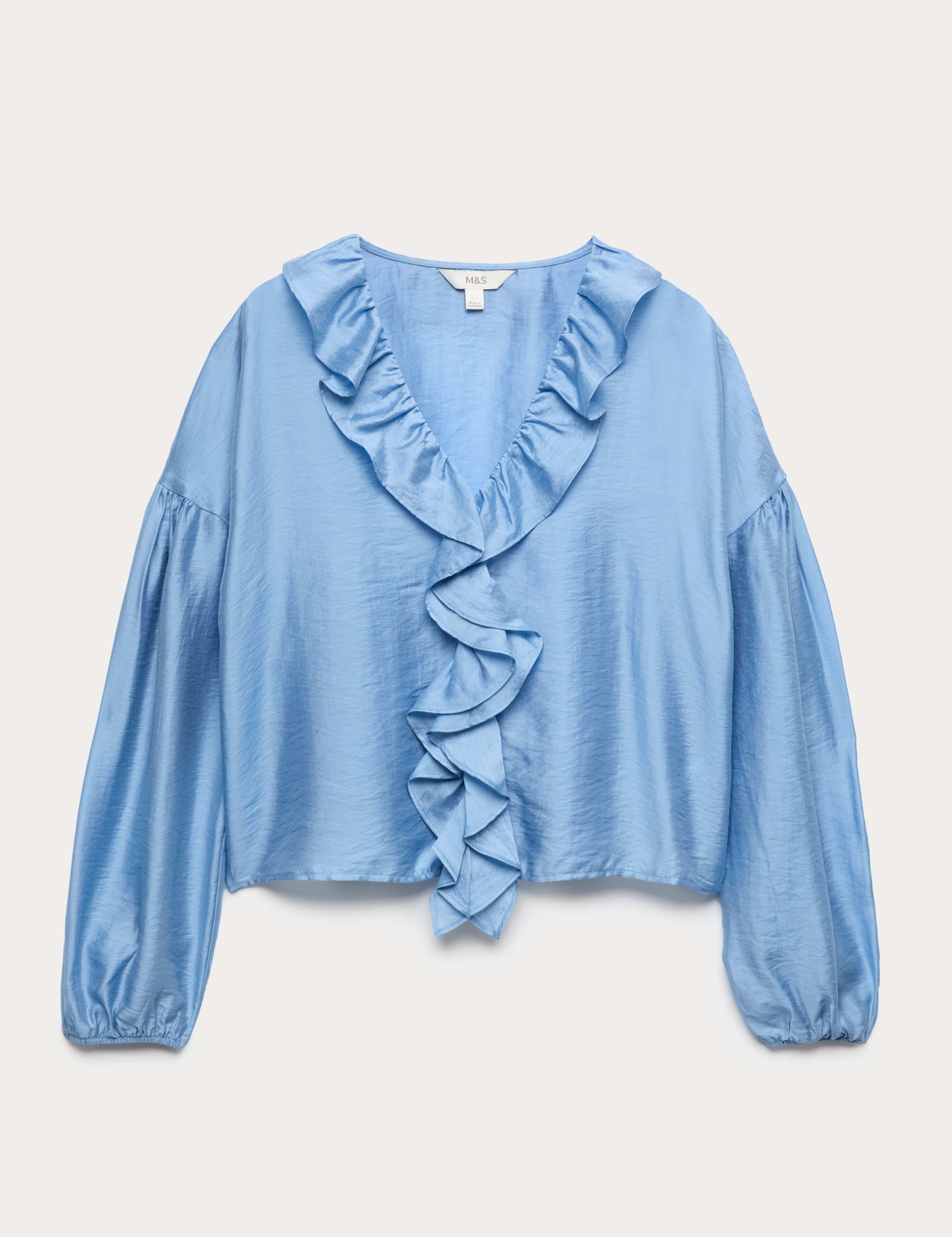Lyocell-Rich V-Neck Ruffle Detail Blouse 2 of 4