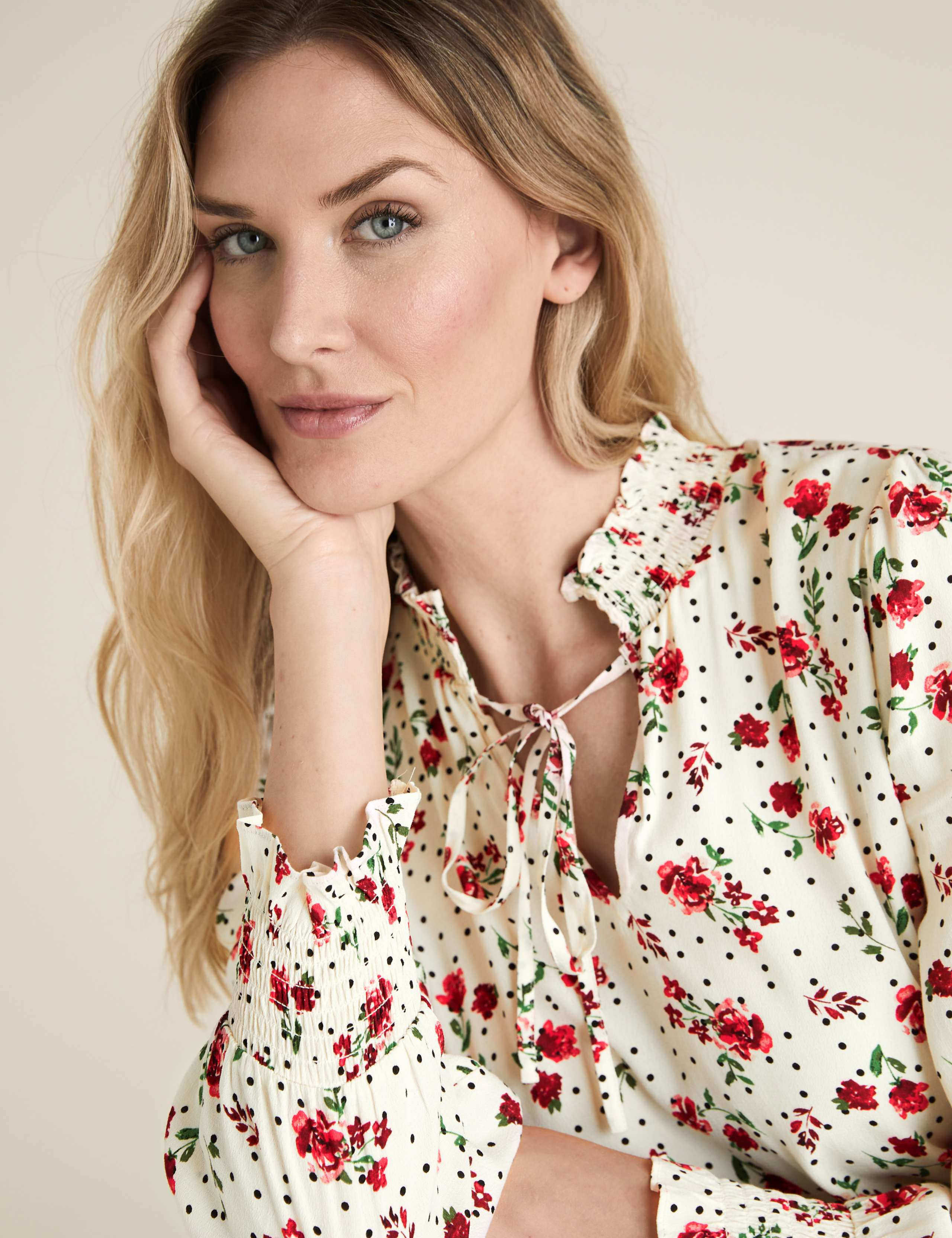 Floral Long Sleeve Peplum Blouse 2 of 3